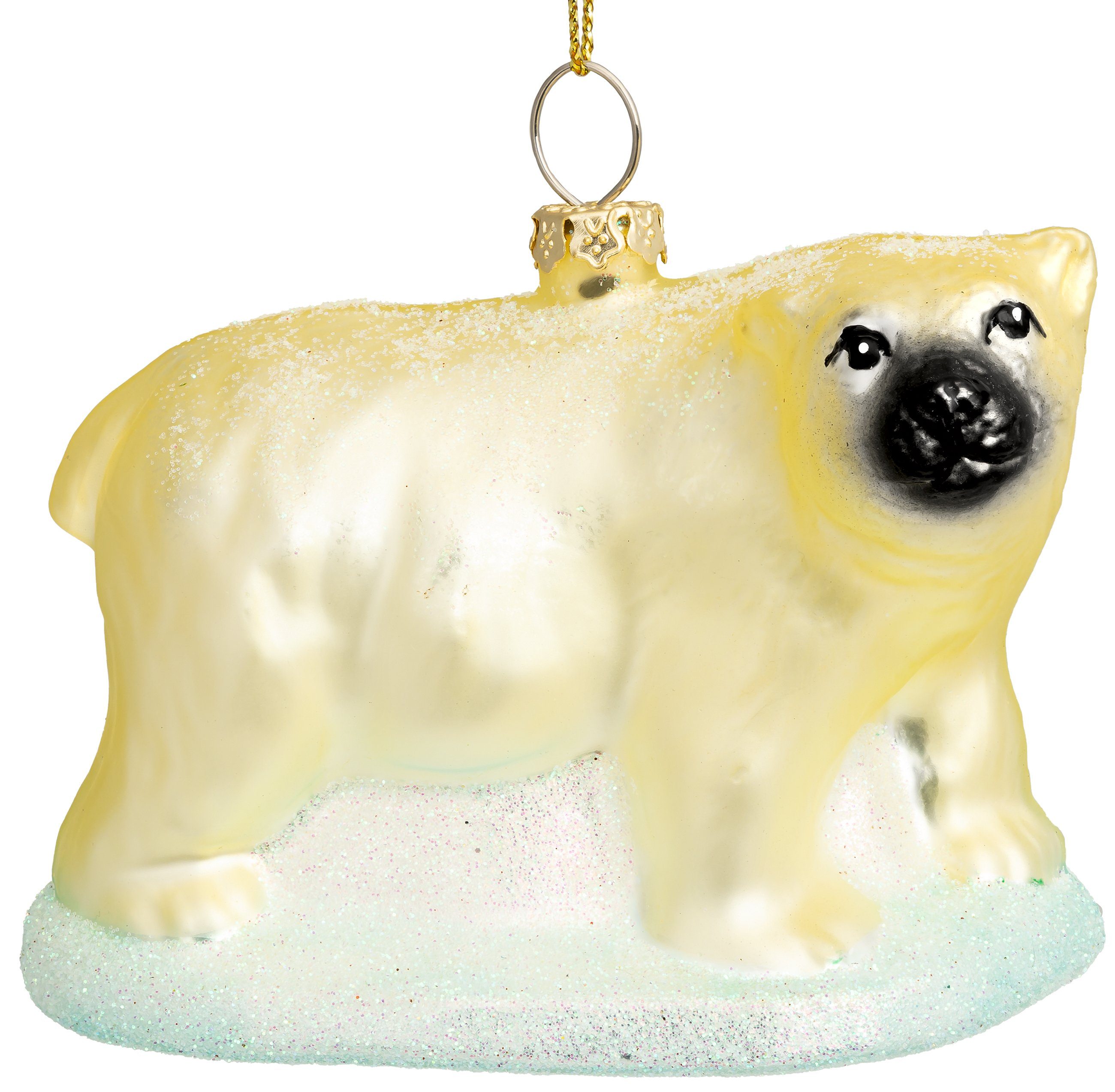 SIKORA Christbaumschmuck Eisbär besondere Weihnachtskugel Glas Anhänger – BS902, Christbaumschmuck Deko - traditionell, witzig & außergewöhnlich