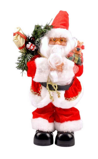 3PAGEN Dekofigur Singender Weihnachtsmann Nikolaus Santa Claus Weihnachtsdeko Weihnacht