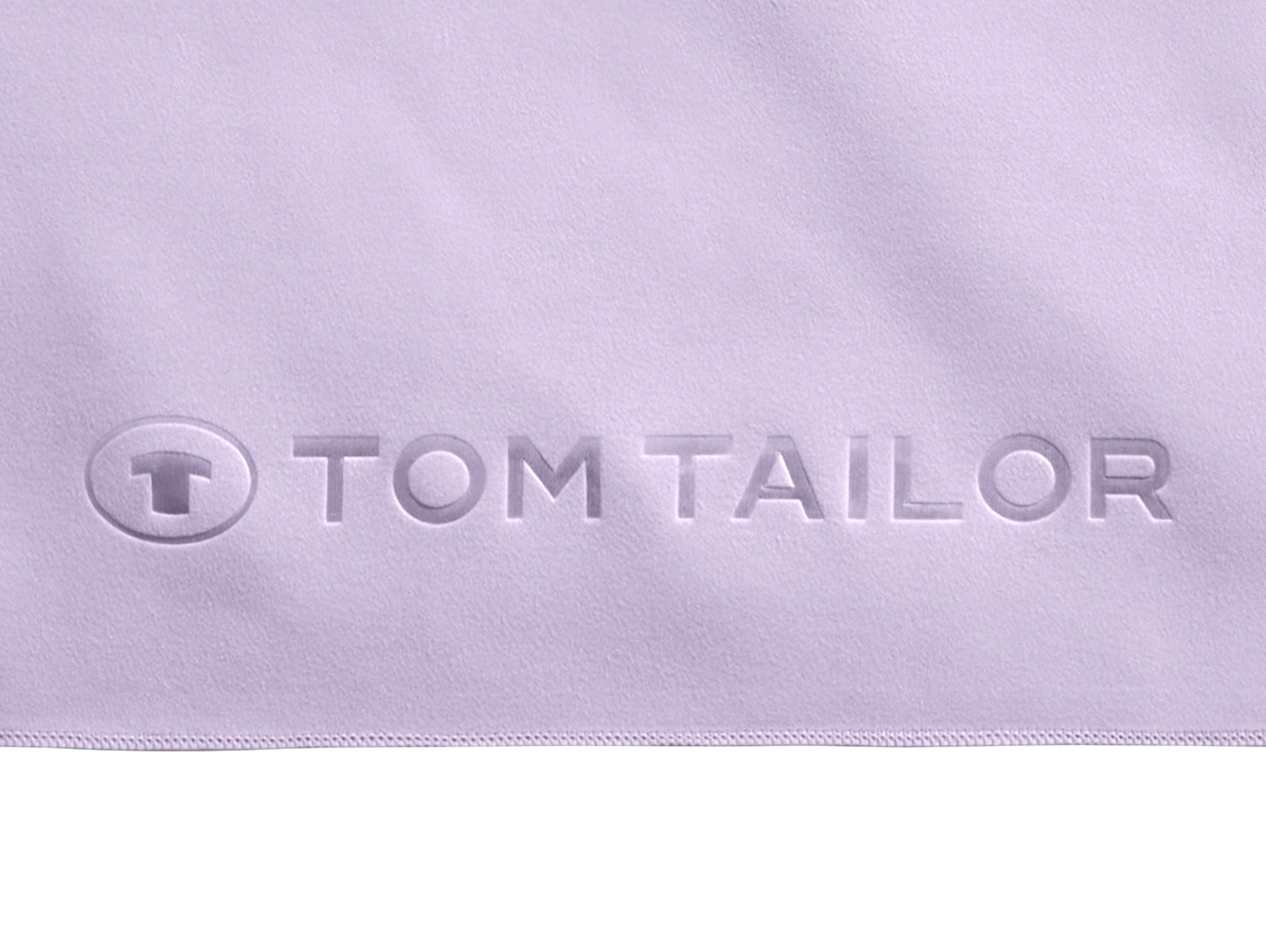 TOM TAILOR HOME Duschtuch Fitness, schnell dünne, Ware uni, Logo trocknend, Qualität, weiche (1-St), mit lila feinfädige, gewebte