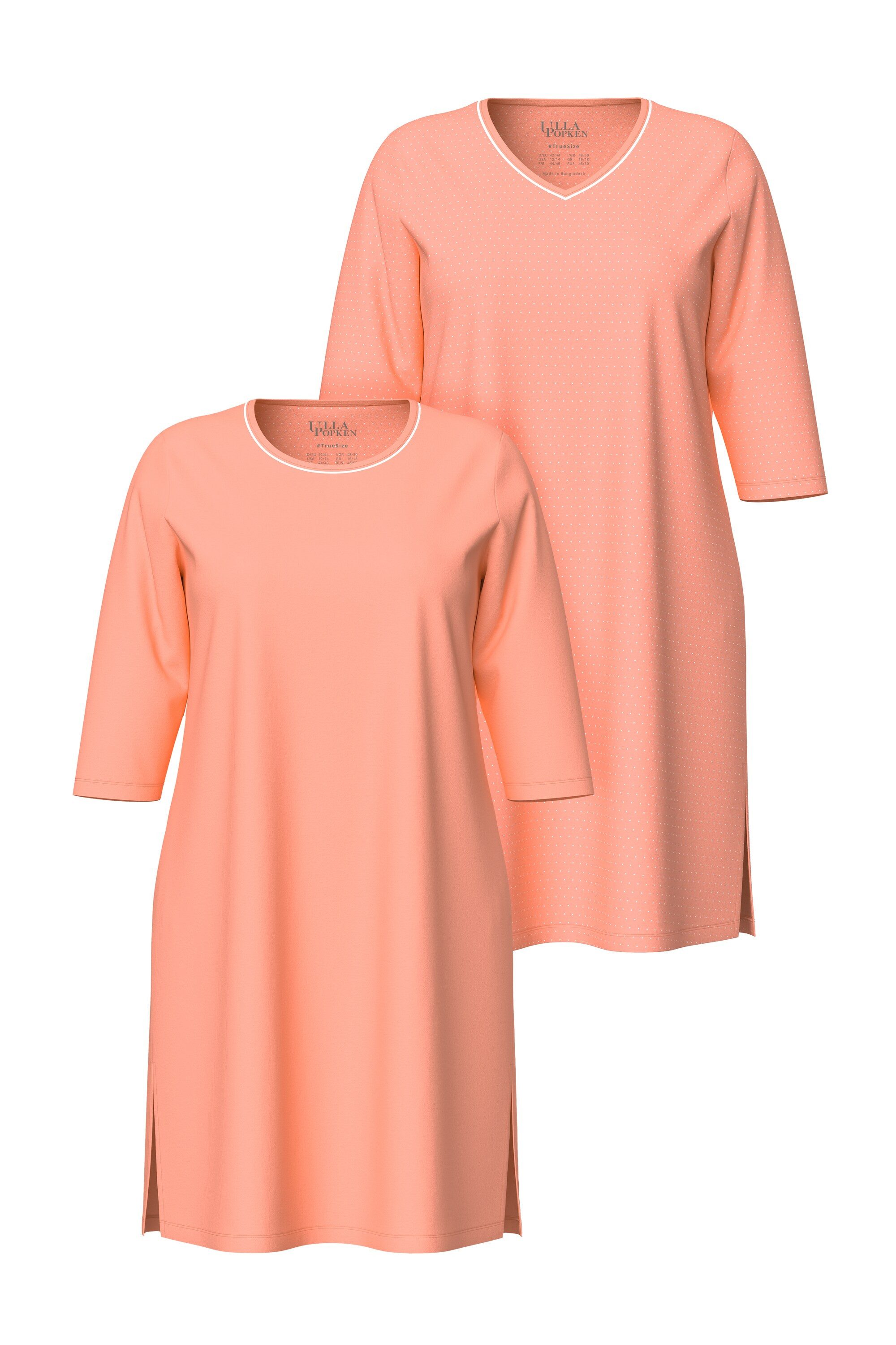Ulla Popken Bigshirt Bigshirts 2er-Pack Rundhals/ V-Ausschnitt 3/4-Arm günstig online kaufen