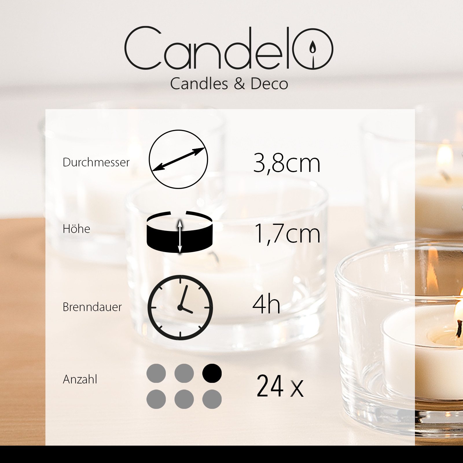 Candelo Teelicht 24er Set Duftteelichter Apfel Zimt - 4 Std Brenndauer günstig online kaufen