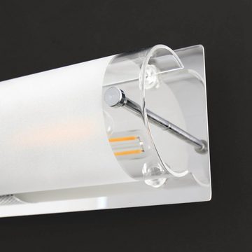 Licht-Erlebnisse Wandleuchte PERIO, ohne Leuchtmittel, Wandlampe Badezimmer Glas Metall 2x E14 blendarm Badlampe