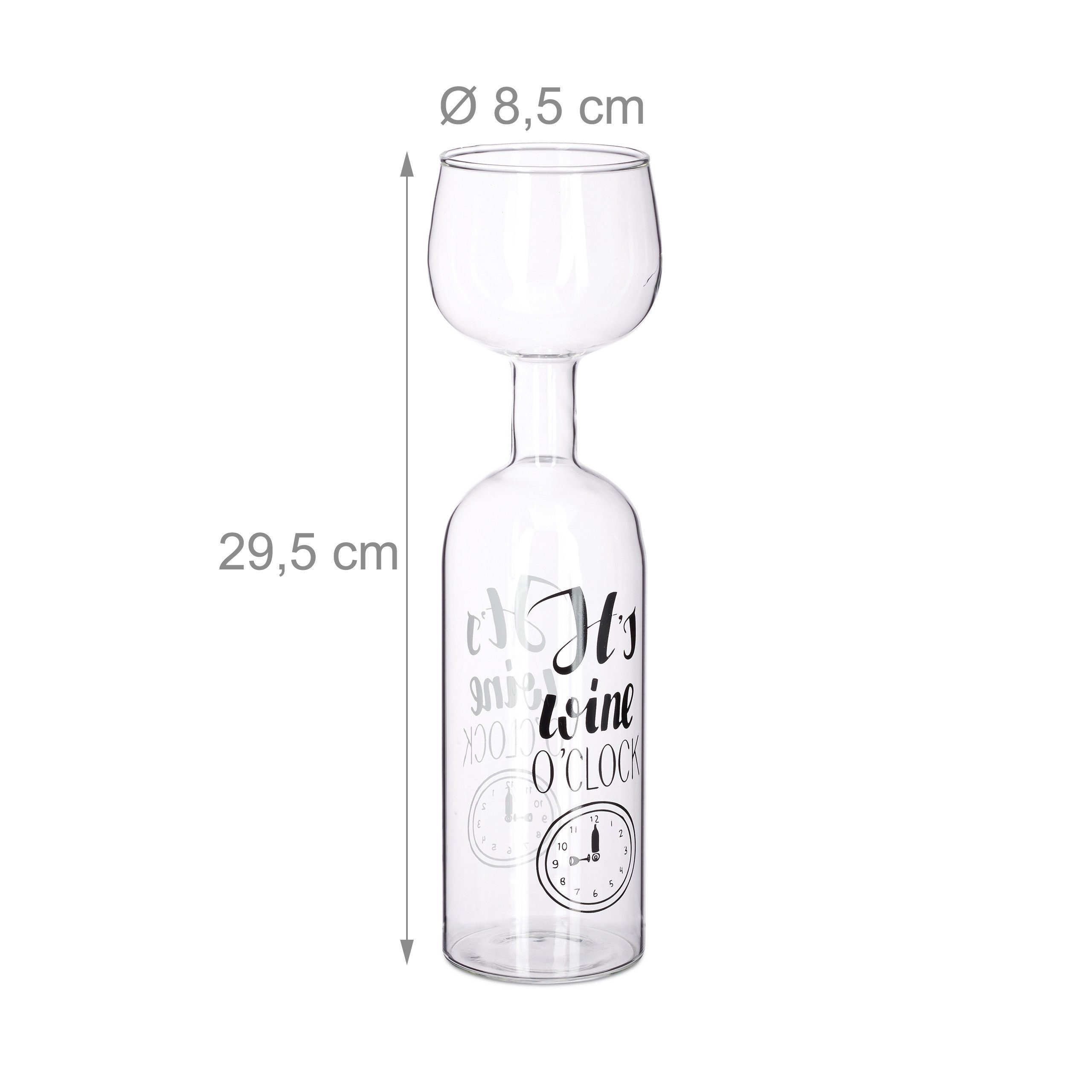 relaxdays Weinglas Weinflasche Glas Aufsatz 750 ml, 1-tlg., Glas – Bild 4 von 5
