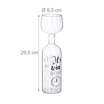 relaxdays Weinglas Weinflasche Glas Aufsatz 750 ml, Glas