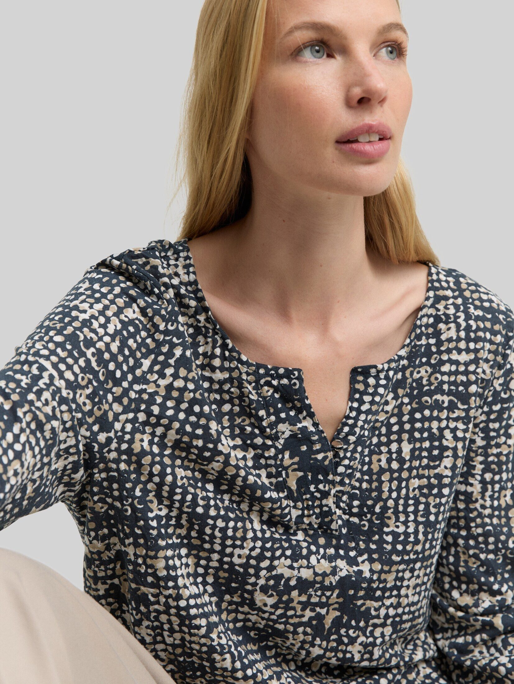 TOM TAILOR 3/4-Arm-Shirt T-Shirt Crinkle Blusenshirt mit Muster – Bild 4 von 5