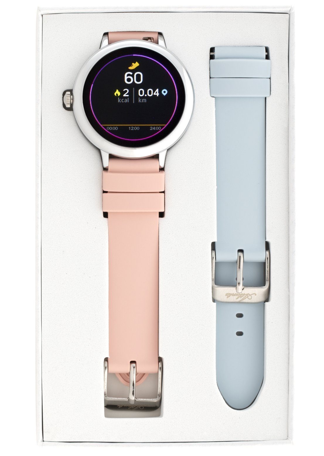 Smartwatch Tracker/ Wechselarmband Multifunktionsuhr grau Atlanta rosa/ Fitness mit