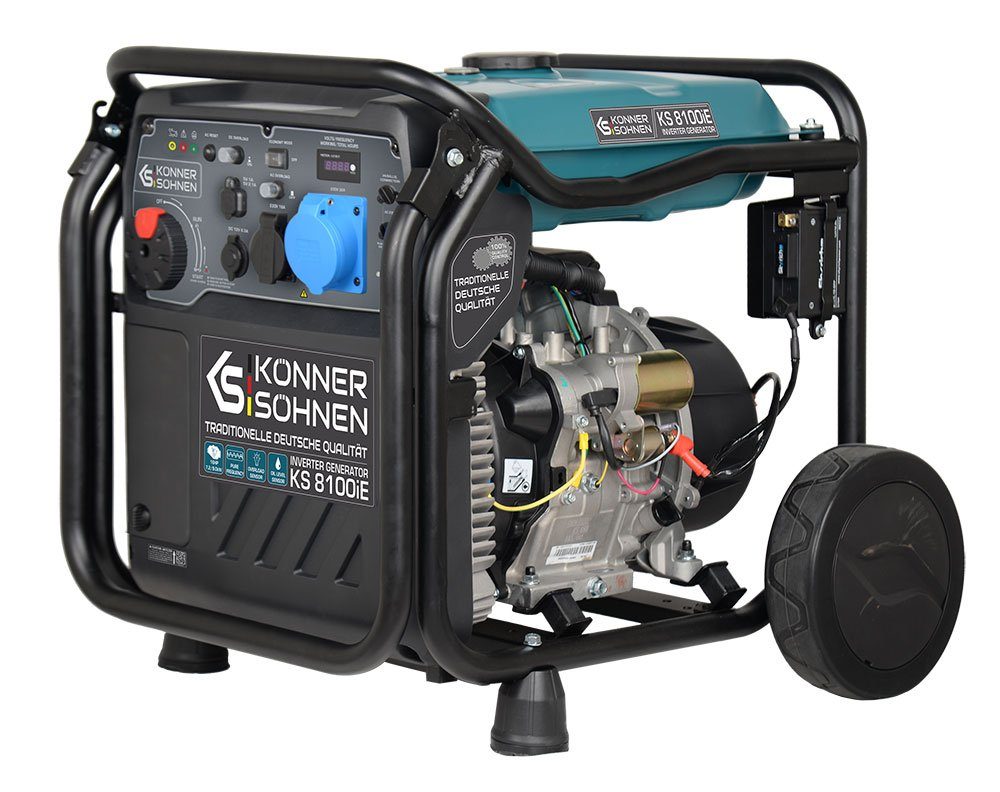 Könner & Söhnen Stromerzeuger KS 8100iE, 8,00 in kW, (1x16 A (230 V), 1x32 A (230 V), 2 USB-Anschlüsse, 1-tlg., LED-Anzeige, ECO-Modus), Kupferwicklung, Kurzschluss- und Überlastschutz, EURO V