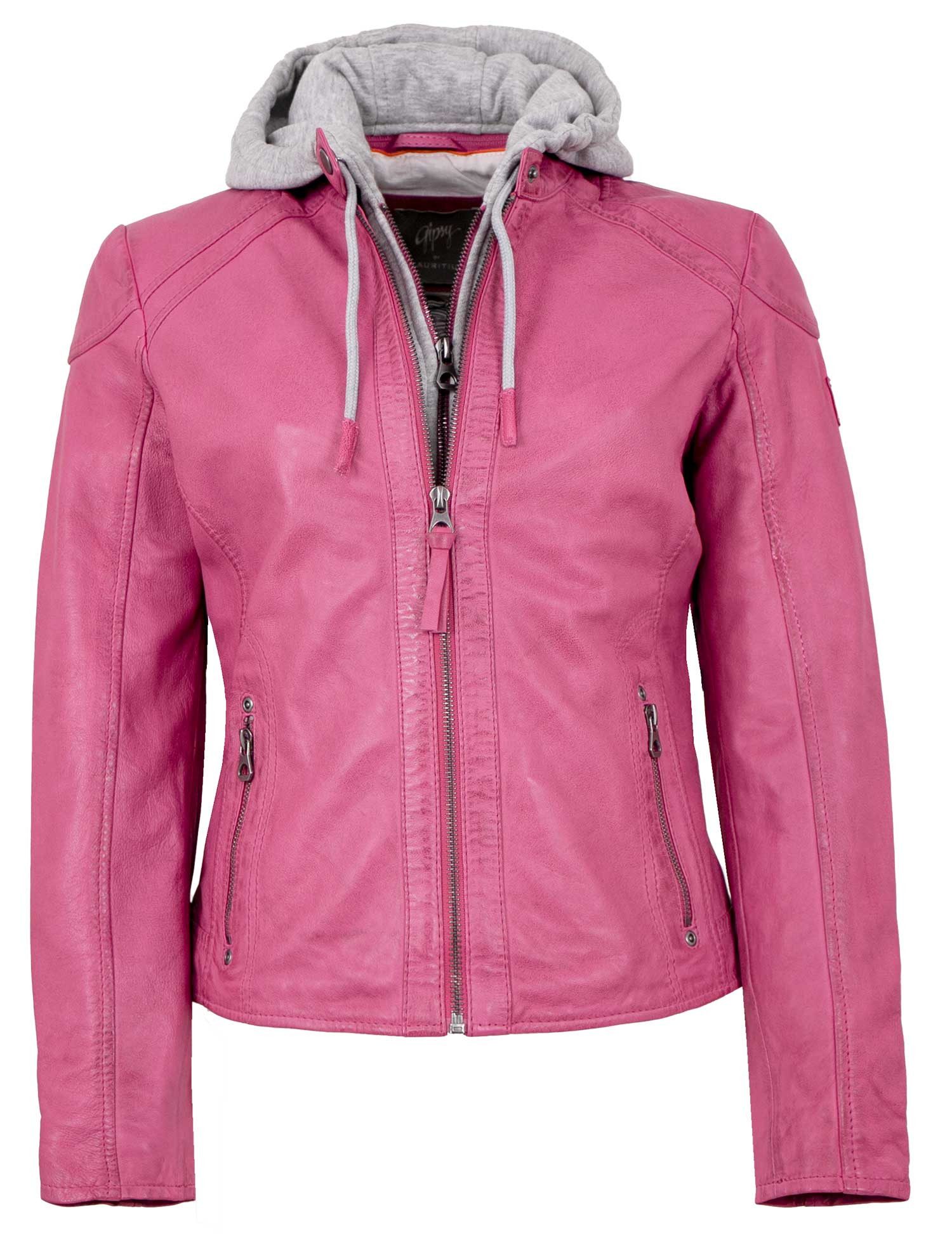 Gipsy by Mauritius Lederjacke GWApril Gipsy by Mauritius - Damen Lederjacke Lammnappa Kapuze pink