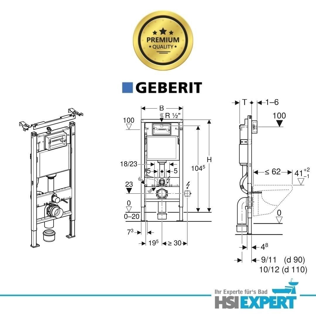 GEBERIT Vorwandelement WC Geberit Spülkasten Betätigungsplatte schwarz, 3 St.