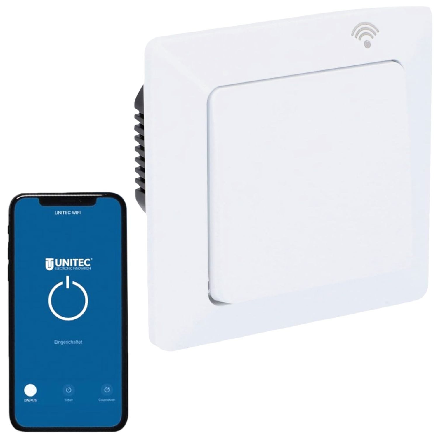 UNITEC WLAN-Steuerungsmodul WLAN Smart Schalter Set mit Modul WiFi Weiß, für Innen, Set, 1x WLAN Schalter mit Modul, Lichtschalter Schaltmodul Dose für Alexa Hey Google Tuya Smart Life