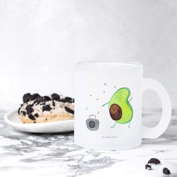 Mr. & Mrs. Panda Teeglas Avocado Tanzen - Transparent - Geschenk, Teetasse, Teebecher, Tasse, Premium Glas, Liebevolle Gestaltung
