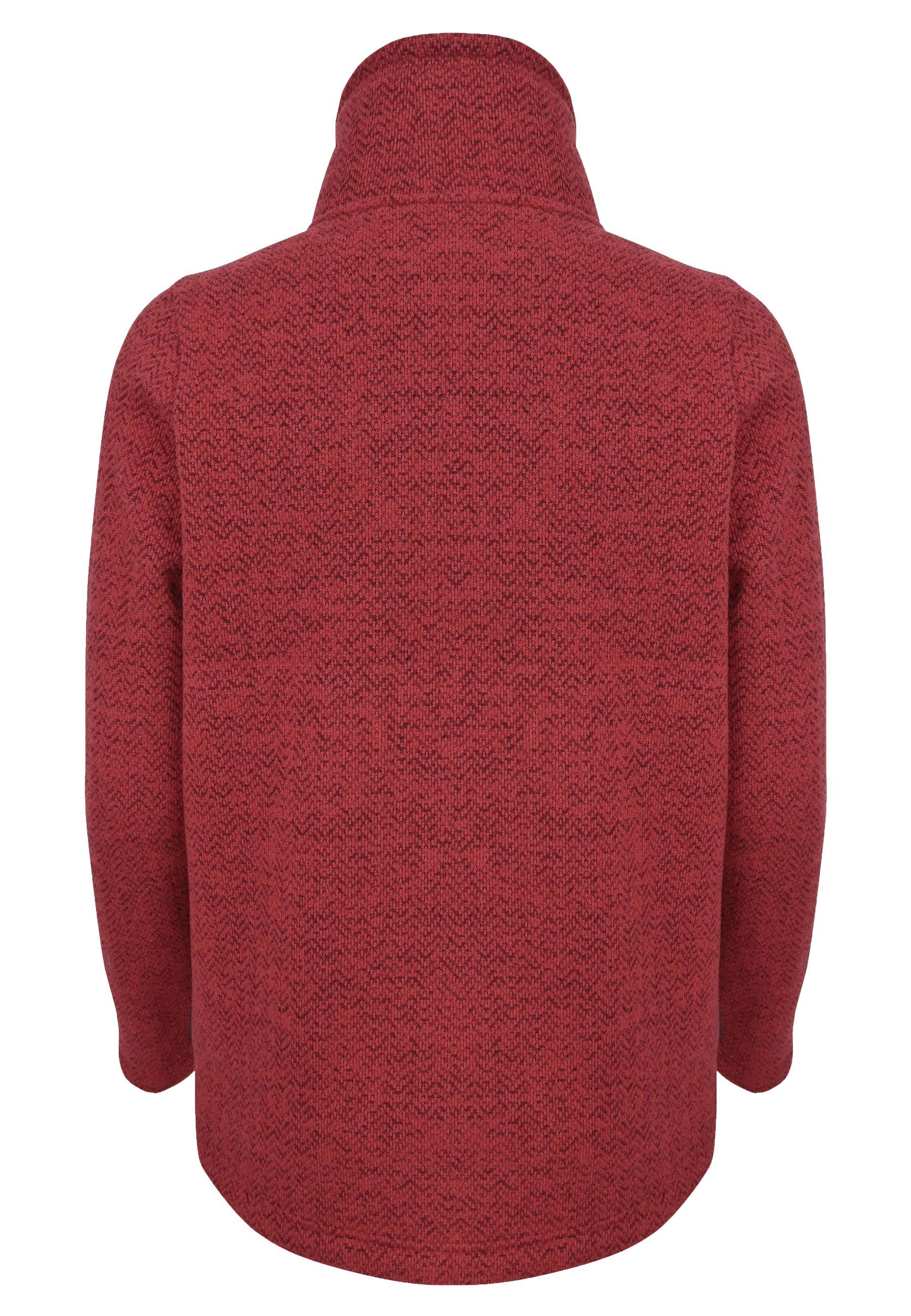 red mit halber Fleecepullover Elkline Fastforward Reißverschluss Stehkragen Strickpullover