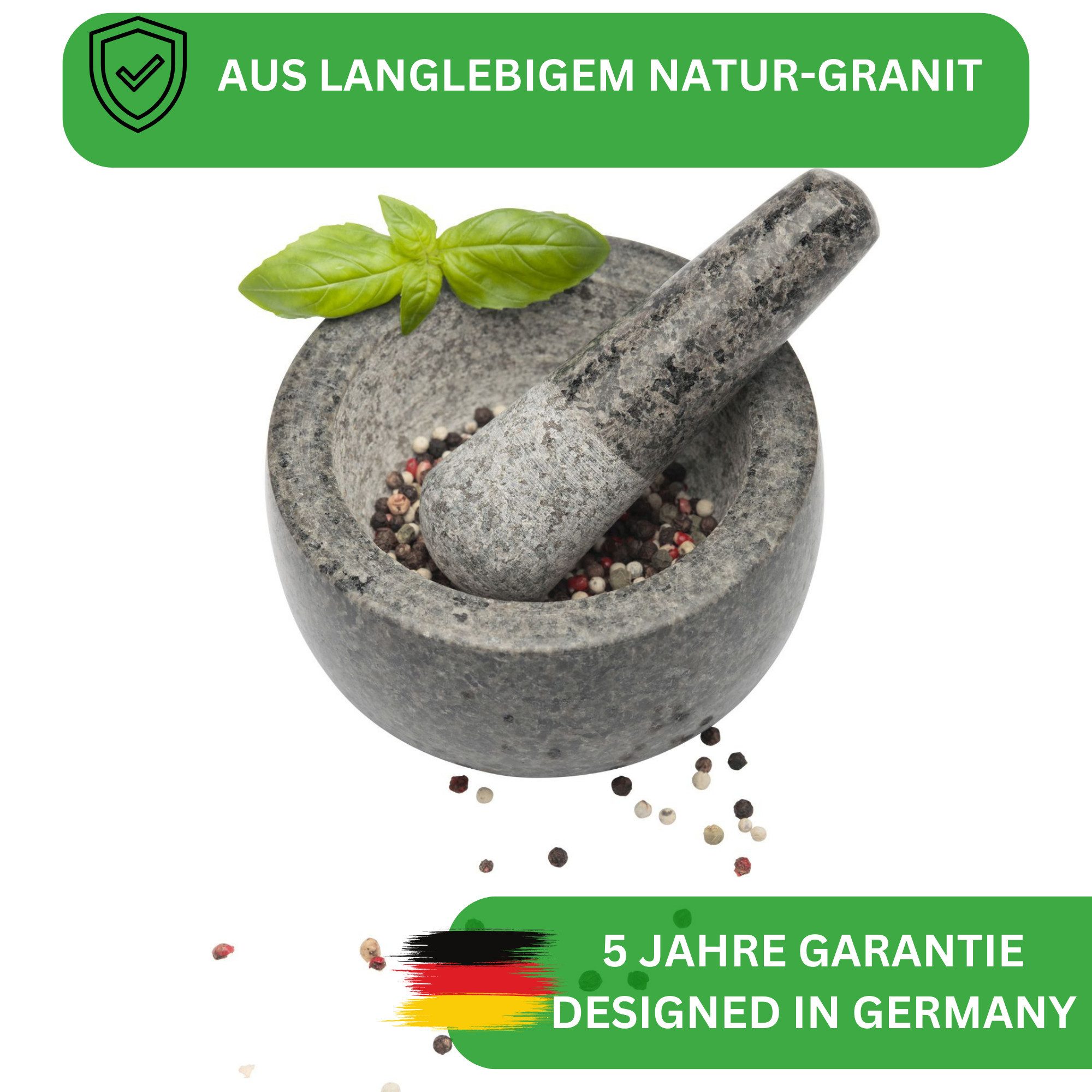Thiru Mörser Premium mit Stößel und Deckel Ø 10 cm