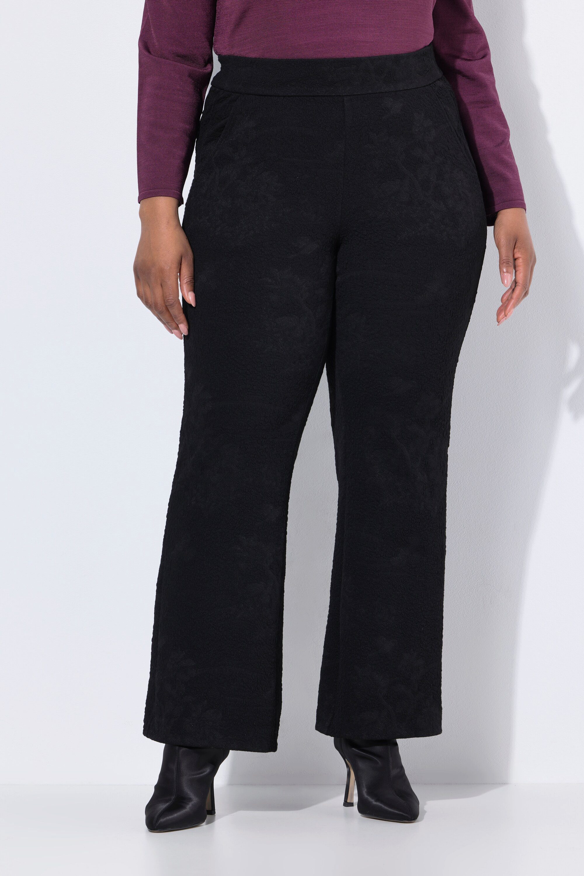 Ulla Popken Funktionshose Jacquard-Jerseyhose Bootcut Komfortbund