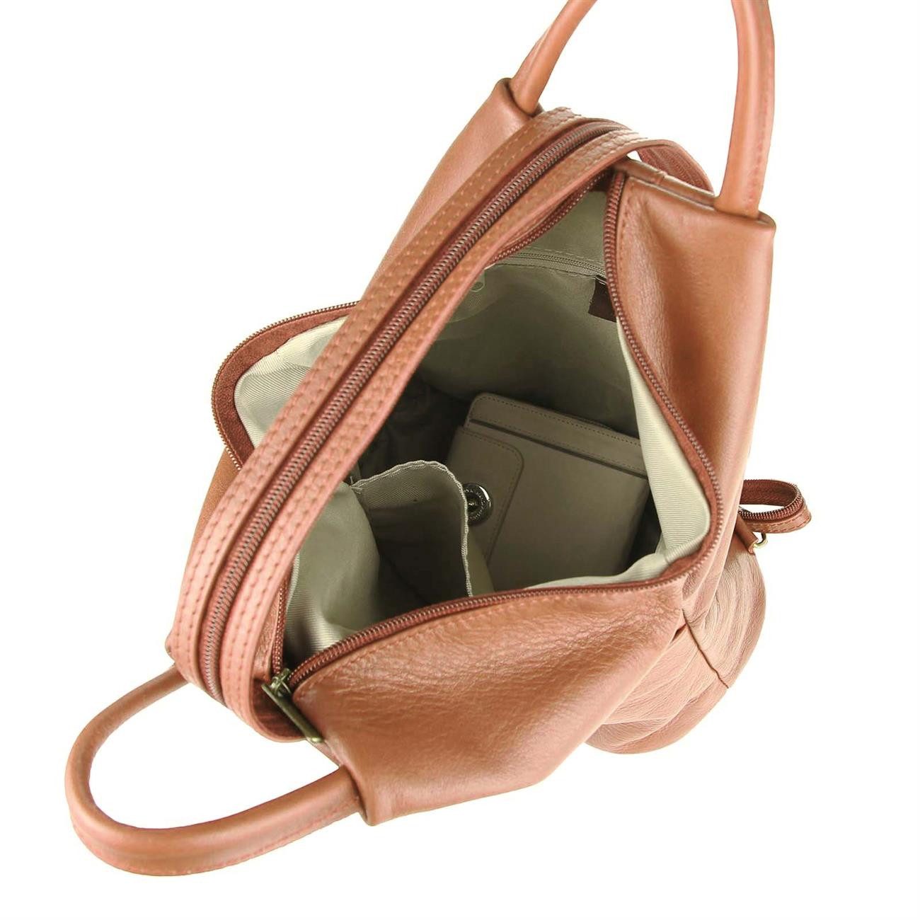 ITALYSHOP24 Rucksack Made in Italy Damen Leder Backpack Freizeitrucksack Schultertasche Bag, PREMIUM City Daypack Tagesrucksack Handgepäck Umhängetasche Shopper