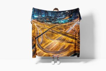 Sinus Art Handtücher Handtuch Strandhandtuch Saunatuch Kuscheldecke mit Fotomotiv Autobahnringe bei, Baumwolle-Polyester-Mix (1-St), Handtuch