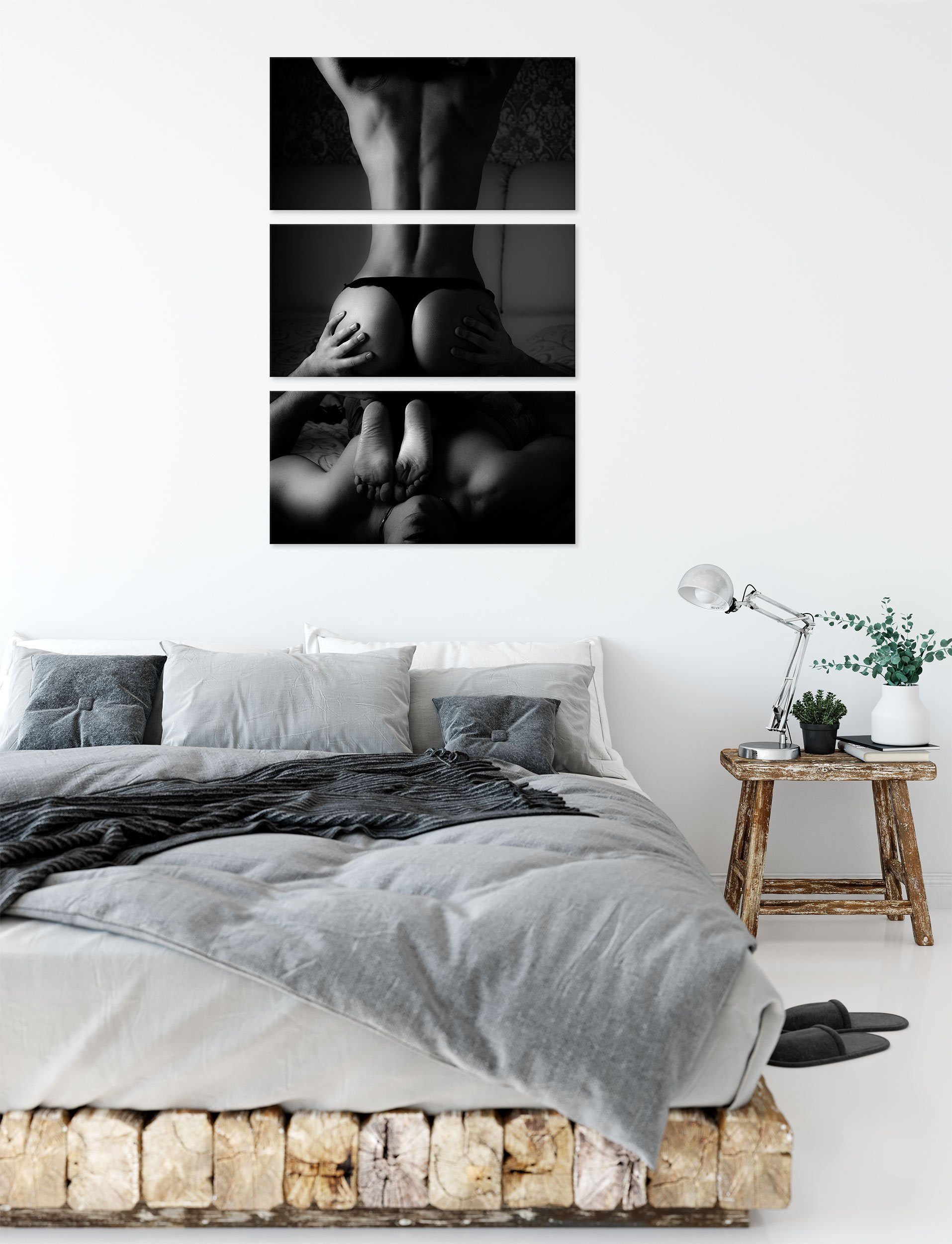 Erotisches bespannt, Paar Paar, Leinwandbild 3Teiler St), (1 fertig Pixxprint Leinwandbild inkl. Erotisches Zackenaufhänger (120x80cm)