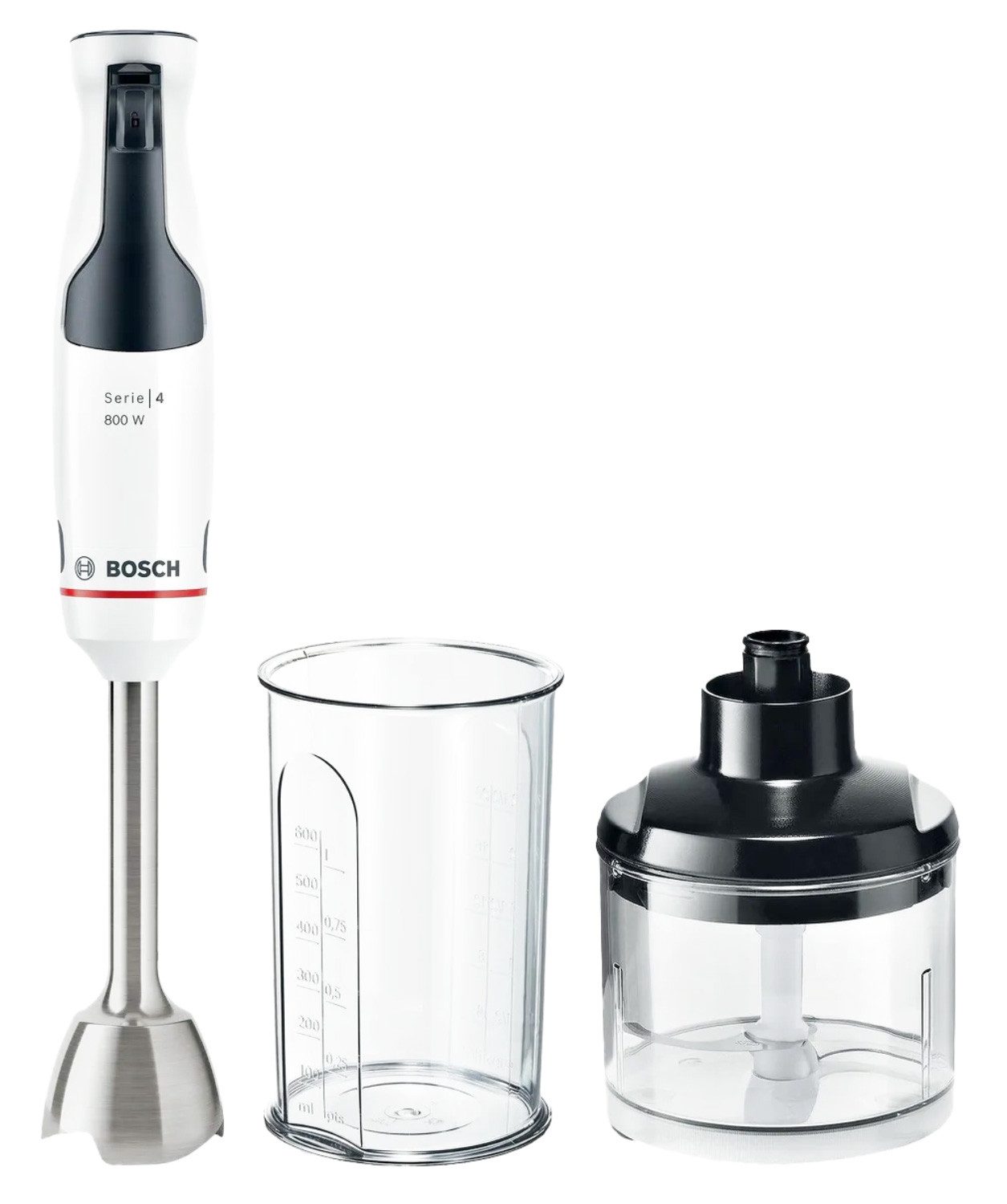 BOSCH Stabmixer Bosch MSM4W420 Serie4 ErgoMaster Stabmixer-Set 800W weiß,dunkelgrau