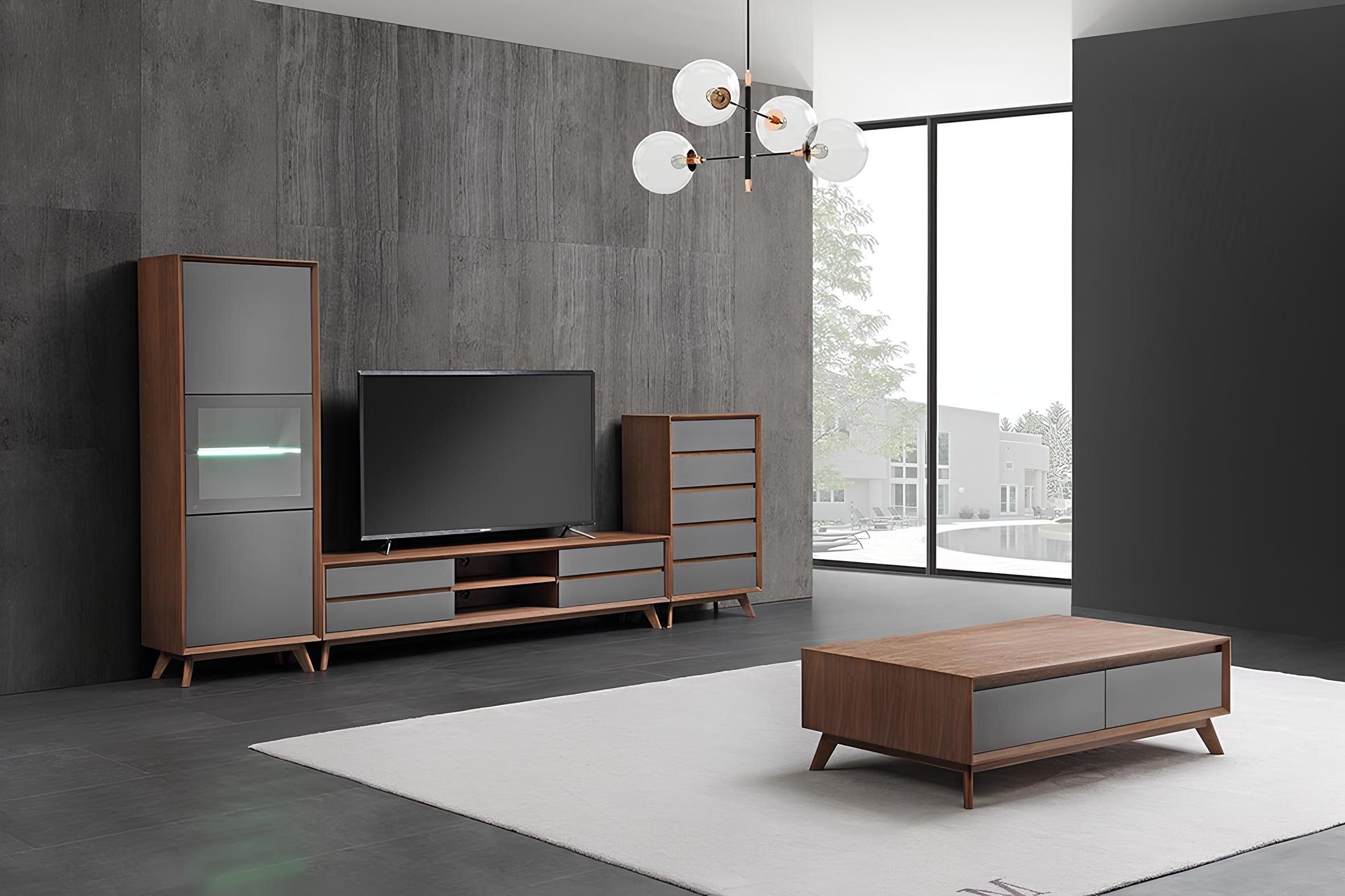 Xlmoebel TV-Schrank Moderne Wohnwand mit Multifunktionstisch und RTV Schränken (Wohnwand + Couchtisch) Hergestellt in Europa