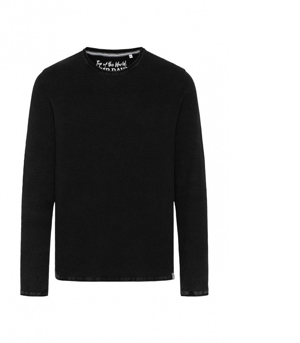 CAMP DAVID Rundhalspullover Strukturierter Pullover Stone Washed