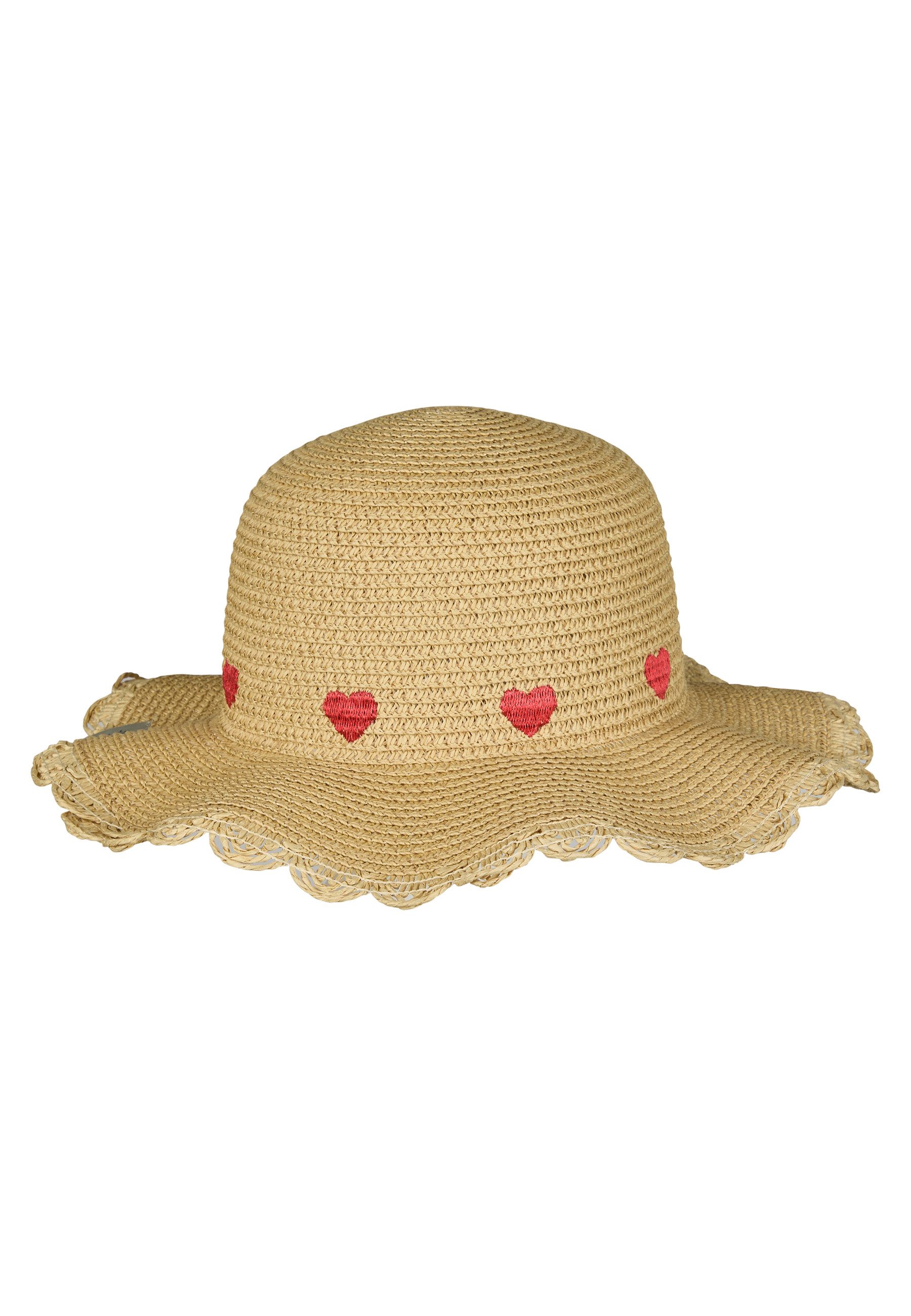 Sterntaler® Sonnenhut 50+ Strohhut Herzen (1-St) Leichter, flexibler Strohhut mit Herz-Stickerei und breiter Krempe