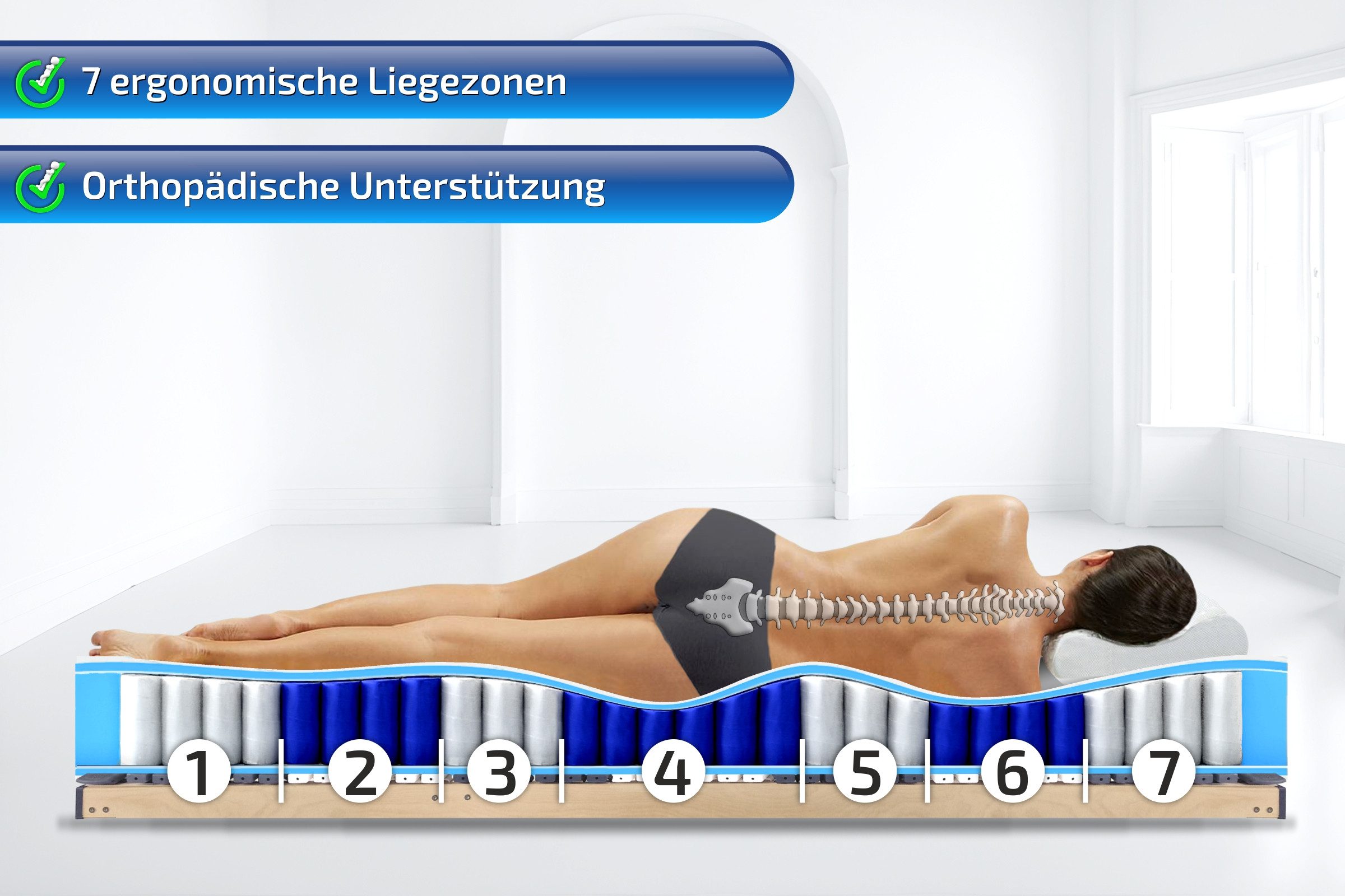 Taschenfederkernmatratze KÖLN, mit 7 ZONEN Federkern, BELASTBAR BIS 160 KG, günstig online kaufen