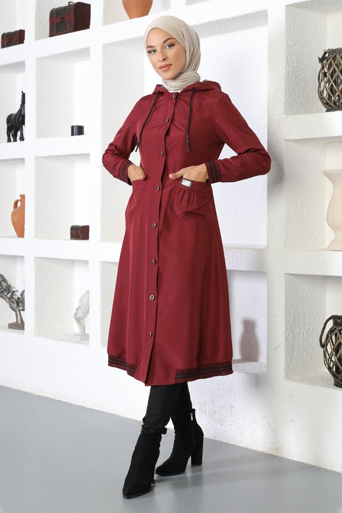 MODAMİHRAM Trenchcoat Kapuzen-Ripp-Trenchcoat