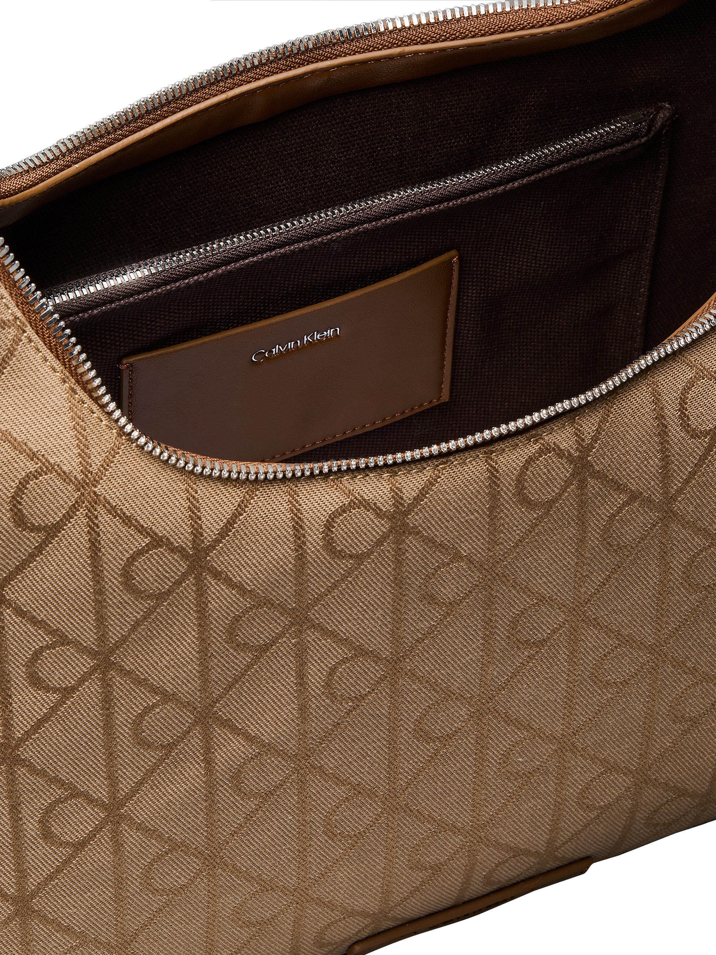 Calvin Klein Schultertasche EMBLEM JACQUARD SHOULDER BAG, Damen Handtasche, Umhängetasche, Schultertasche