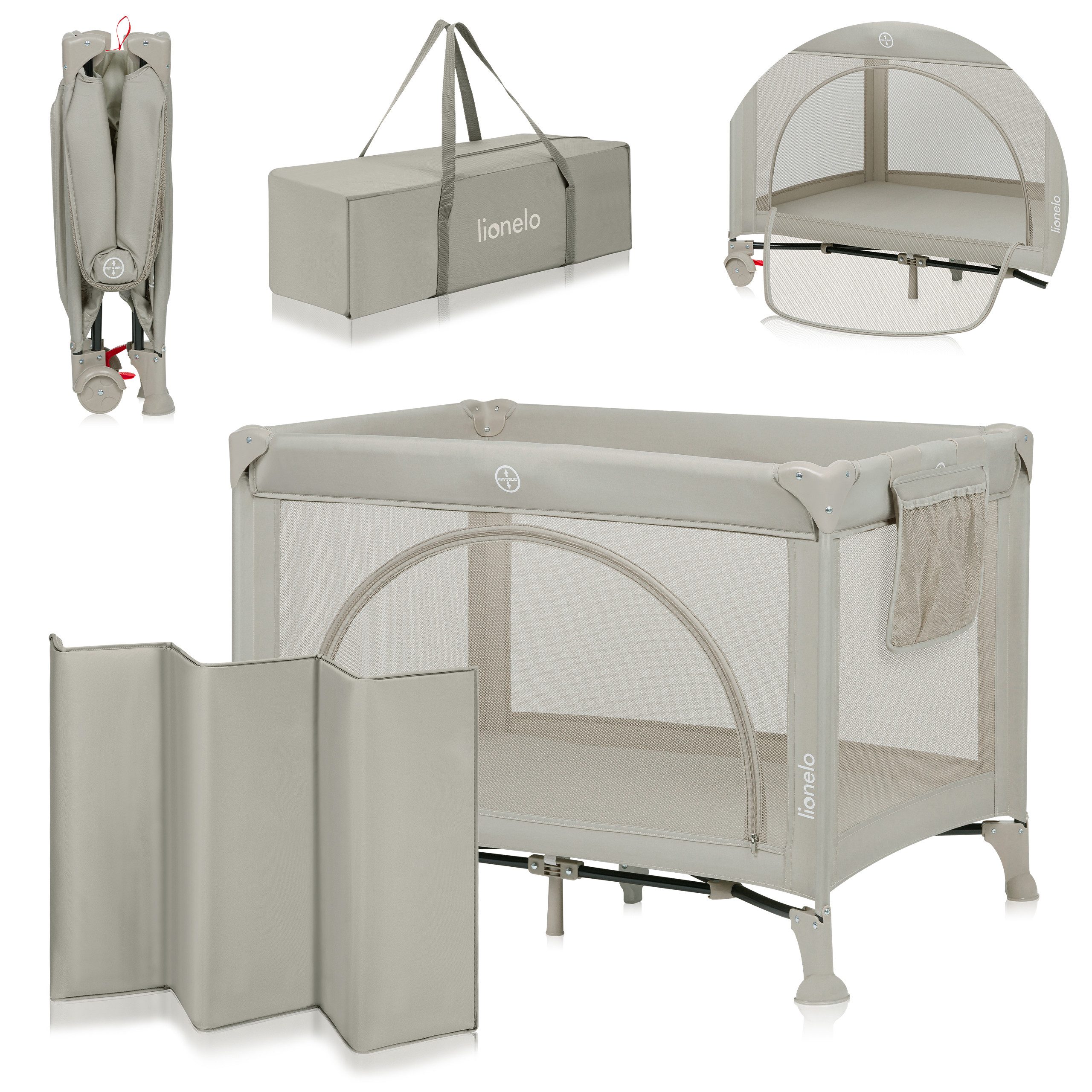 lionelo Baby-Reisebett LAURA, Kompakt/Bodeneinstieg/2 Matratzenhöhen/Rollen günstig online kaufen