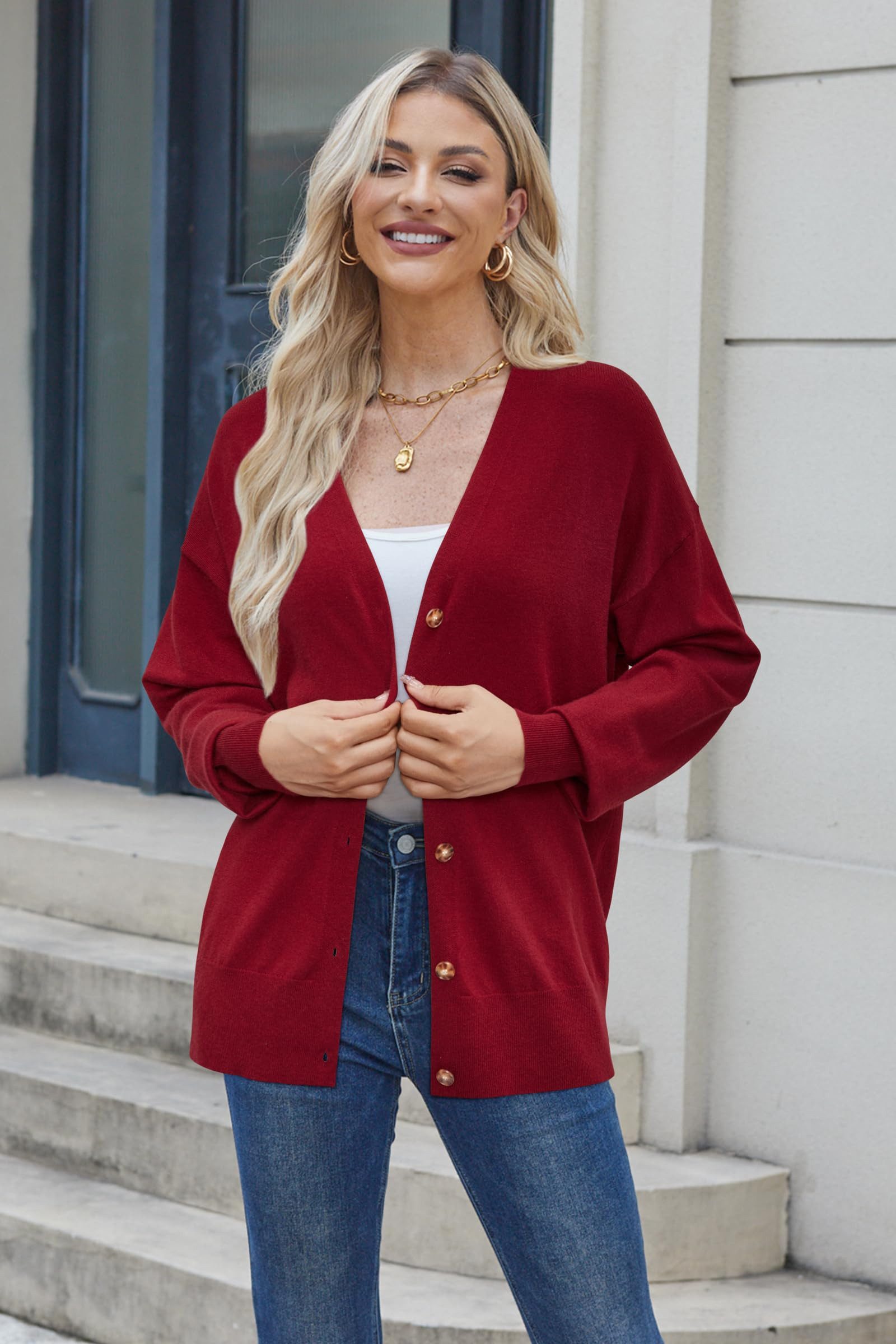 Arach&Cloz Strickjacke Damen Cardigan Strickmantel V-Ausschnitt Langarm mit günstig online kaufen