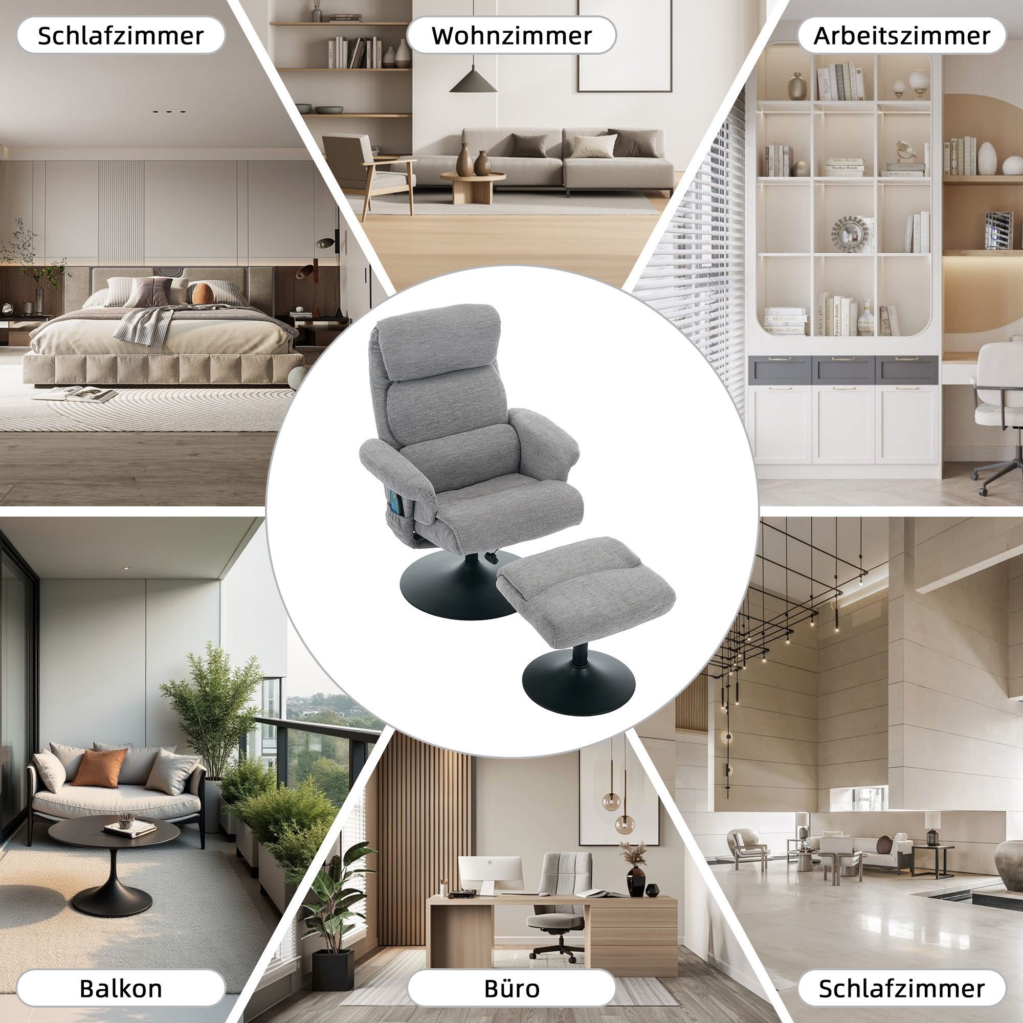 i@home Relaxsessel Relaxsessel mit Massage, Heizfunktion & Hocker, 360° dre günstig online kaufen