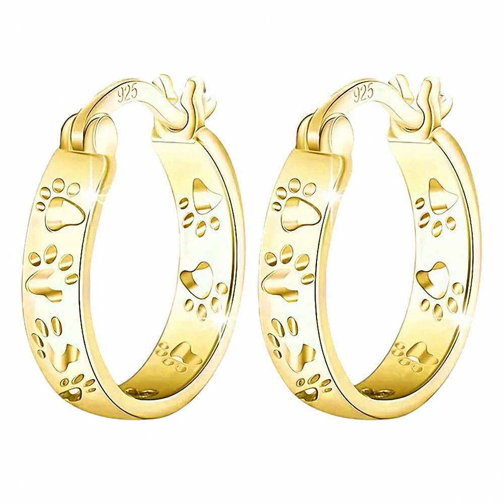Taffstyle Paar Creolen Ohrringe 925 Sterling Silber Hundepfoten Creolen Pfo günstig online kaufen