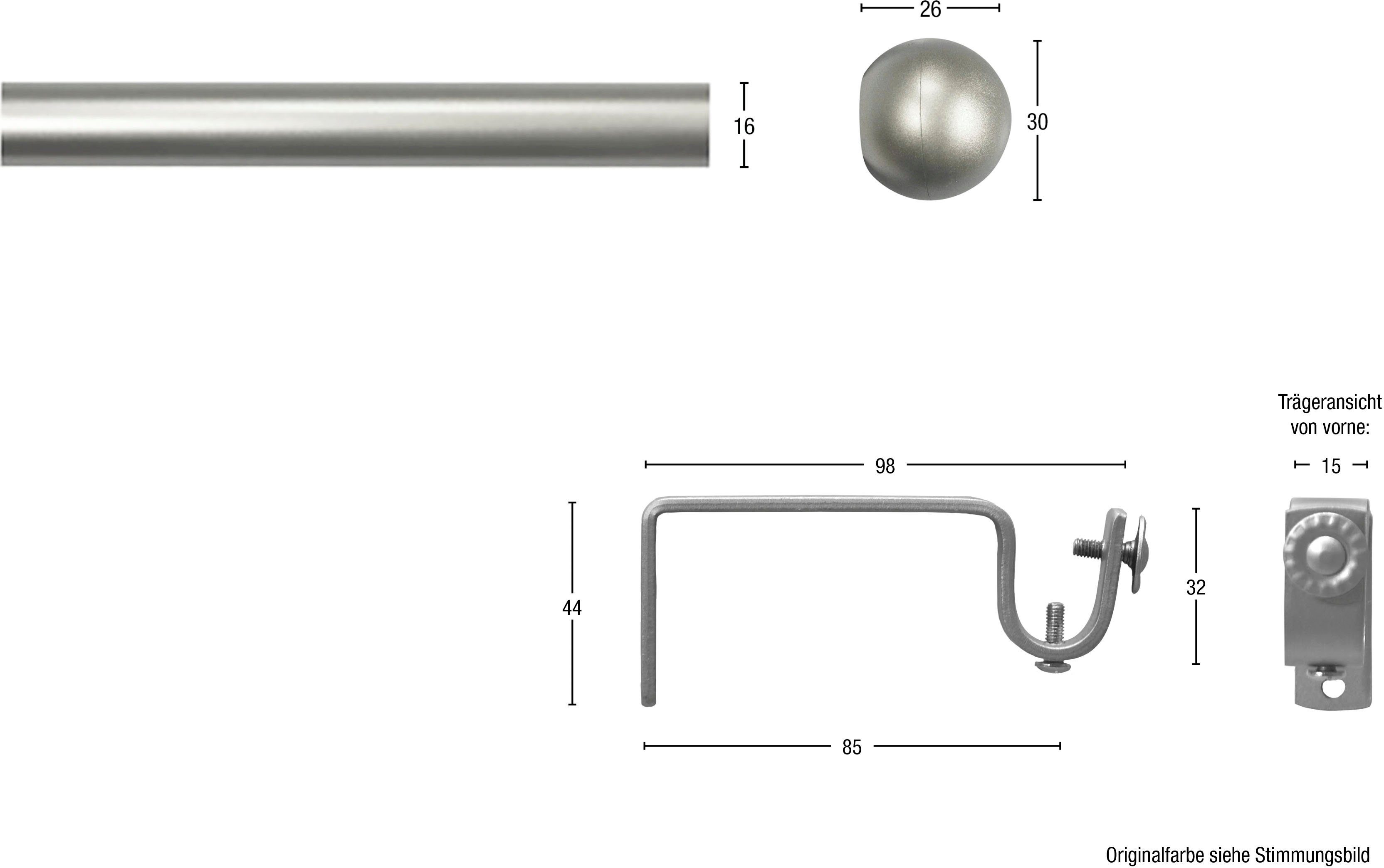 Gardinenstange BOLTI mit offenem Träger, GARESA, Ø 16 mm, 1-läufig,  Wunschmaßlänge, Vorhanggarnitur, verlängerbar, Wandmontage, ohne Ringe
