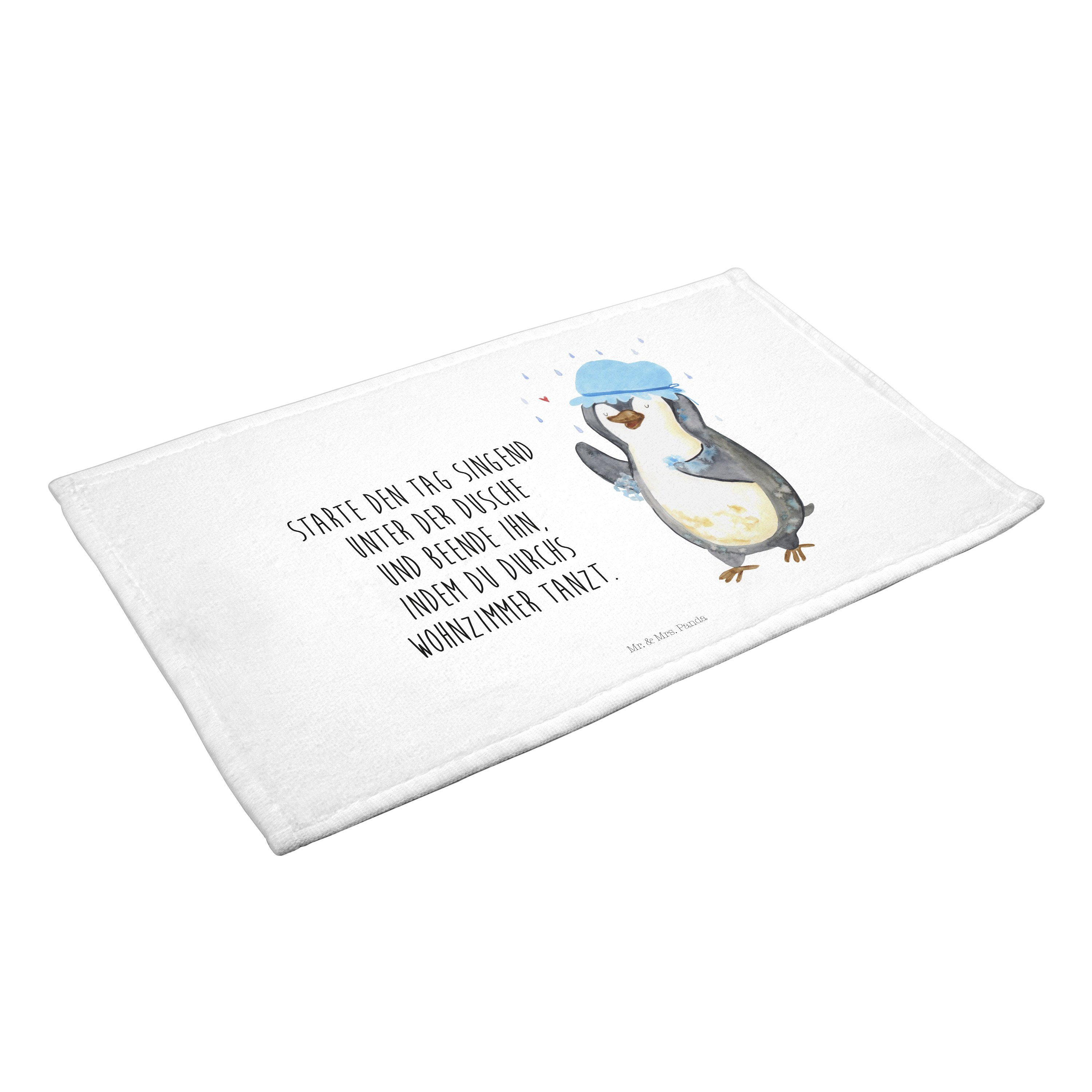 Mr. & Mrs. Panda Spor, Weiß sein, - Handtuch glücklich (1-St) duscht Reisehandtuch, Pinguin Geschenk, 