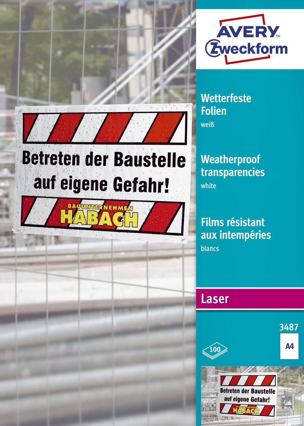 Avery Zweckform Dekorationsfolie 3487 3487 Wetterfeste Folie - A4 spezialbesc