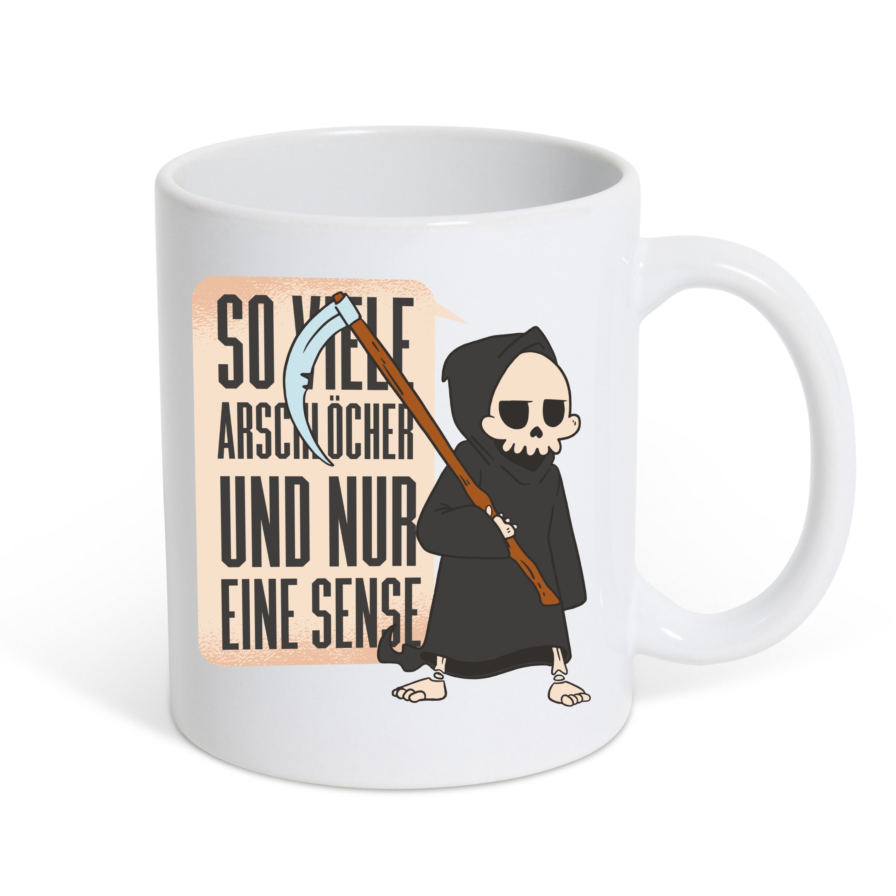 Youth Designz Tasse Nur eine Sense Kaffeetasse Geschenk mit lustigem Spruch, Keramik, mit Skelett Print