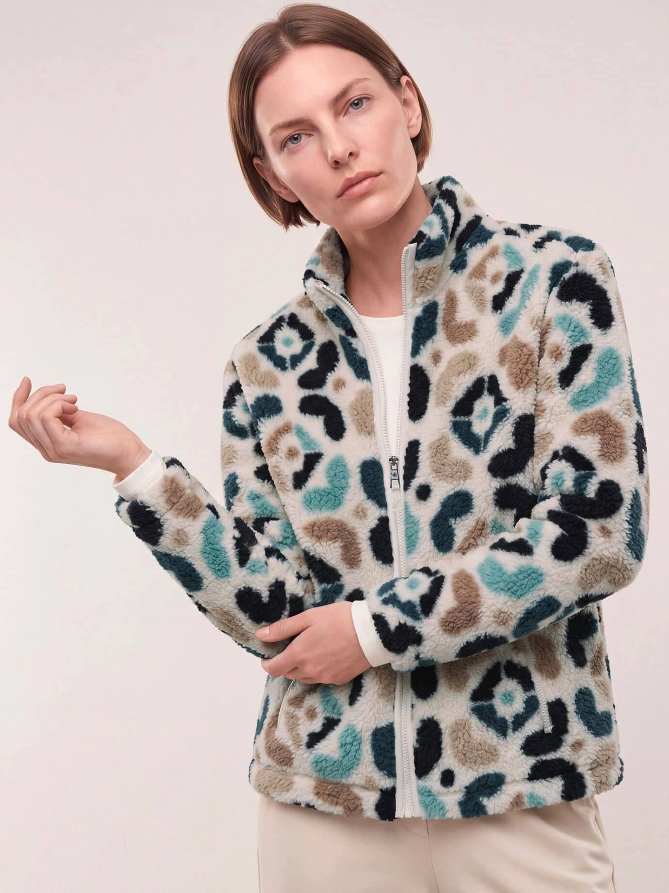Walbusch Fleecejacke Damen Jacke aus Teddyfleece Stehkragen, pflegeleicht, wärmend