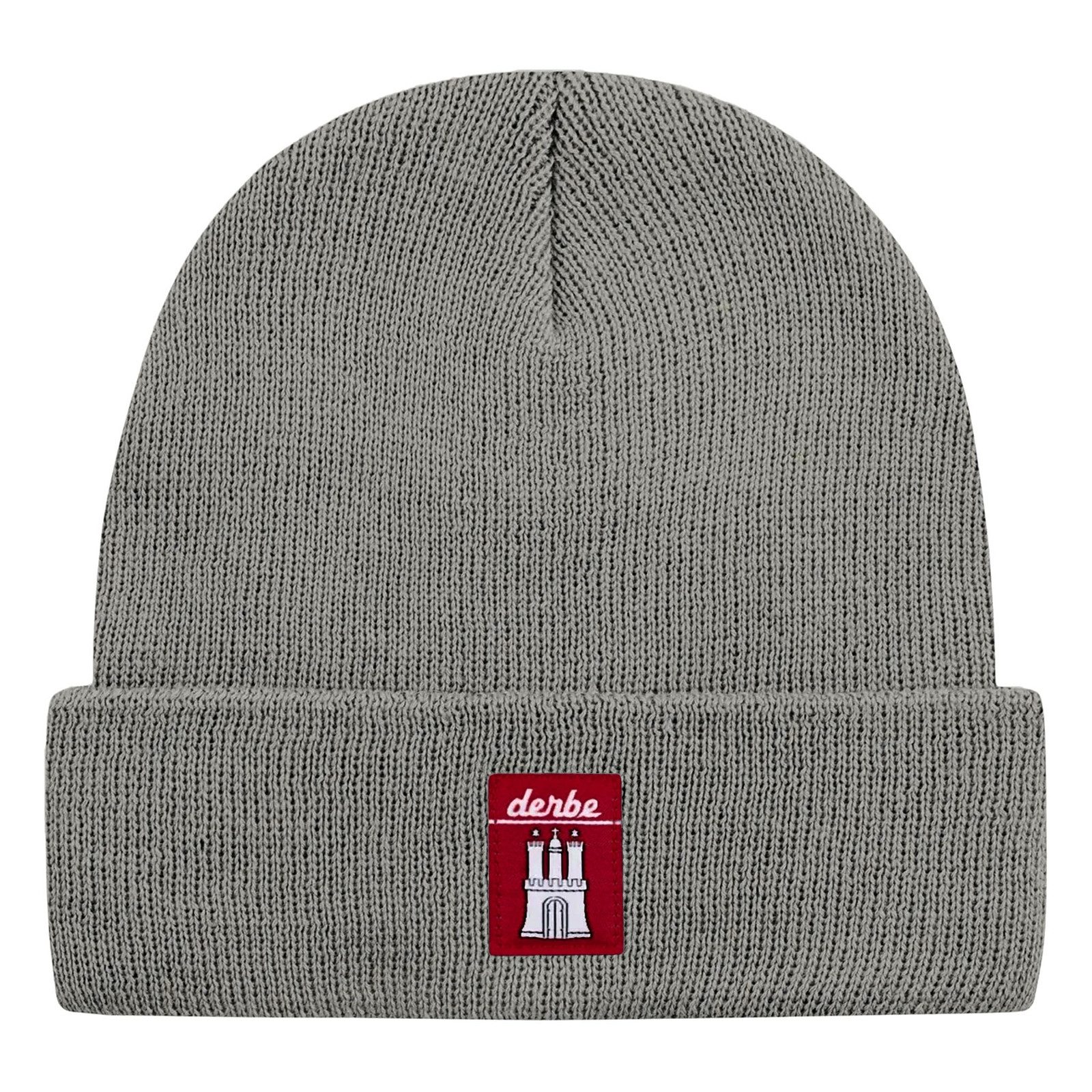 Derbe Strickmütze Mütze Bonnet mit Logo-Patch auf Vorderseite