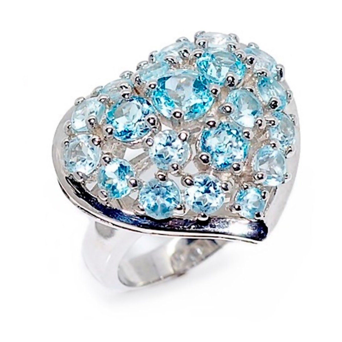 Goldene Hufeisen Silberring Blautopas Fingerring, 925 Herz Ring Edelsteine Massiv Sterlingsilber aus
