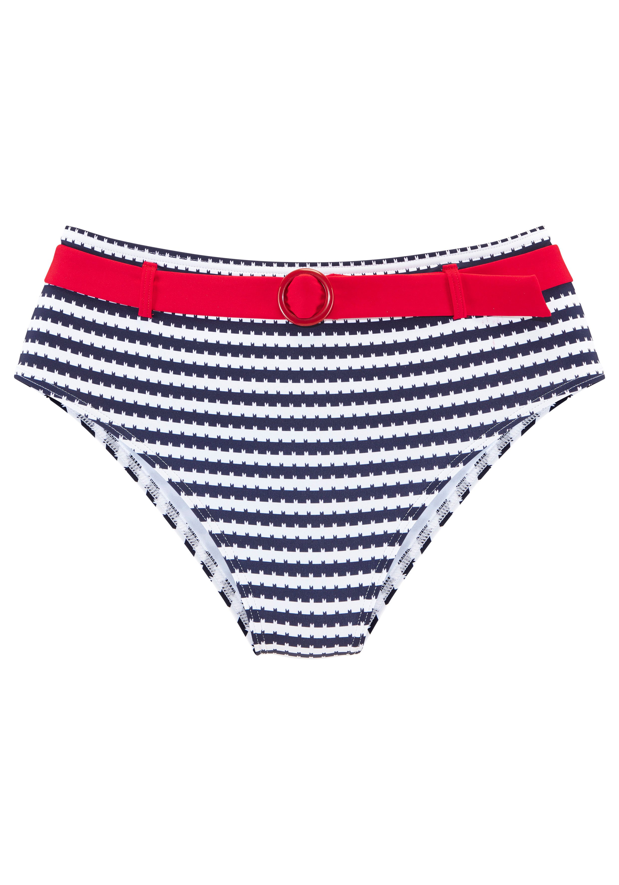 s.Oliver Highwaist-Bikini-Hose Elain mit Gürtel und Zierring