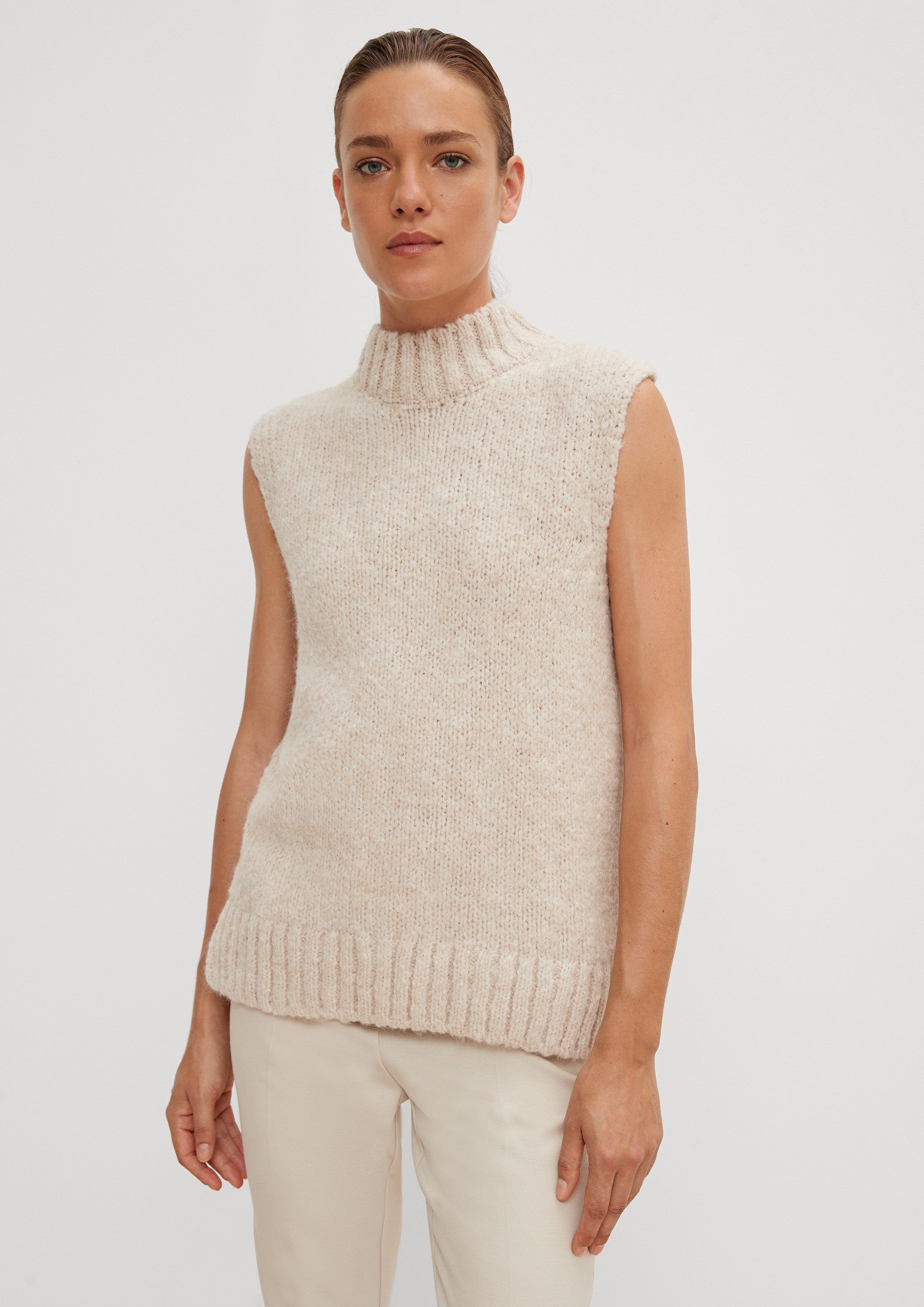 comma Rundhalspullover Strickpullunder Strickpullunder aus Alpakamix
