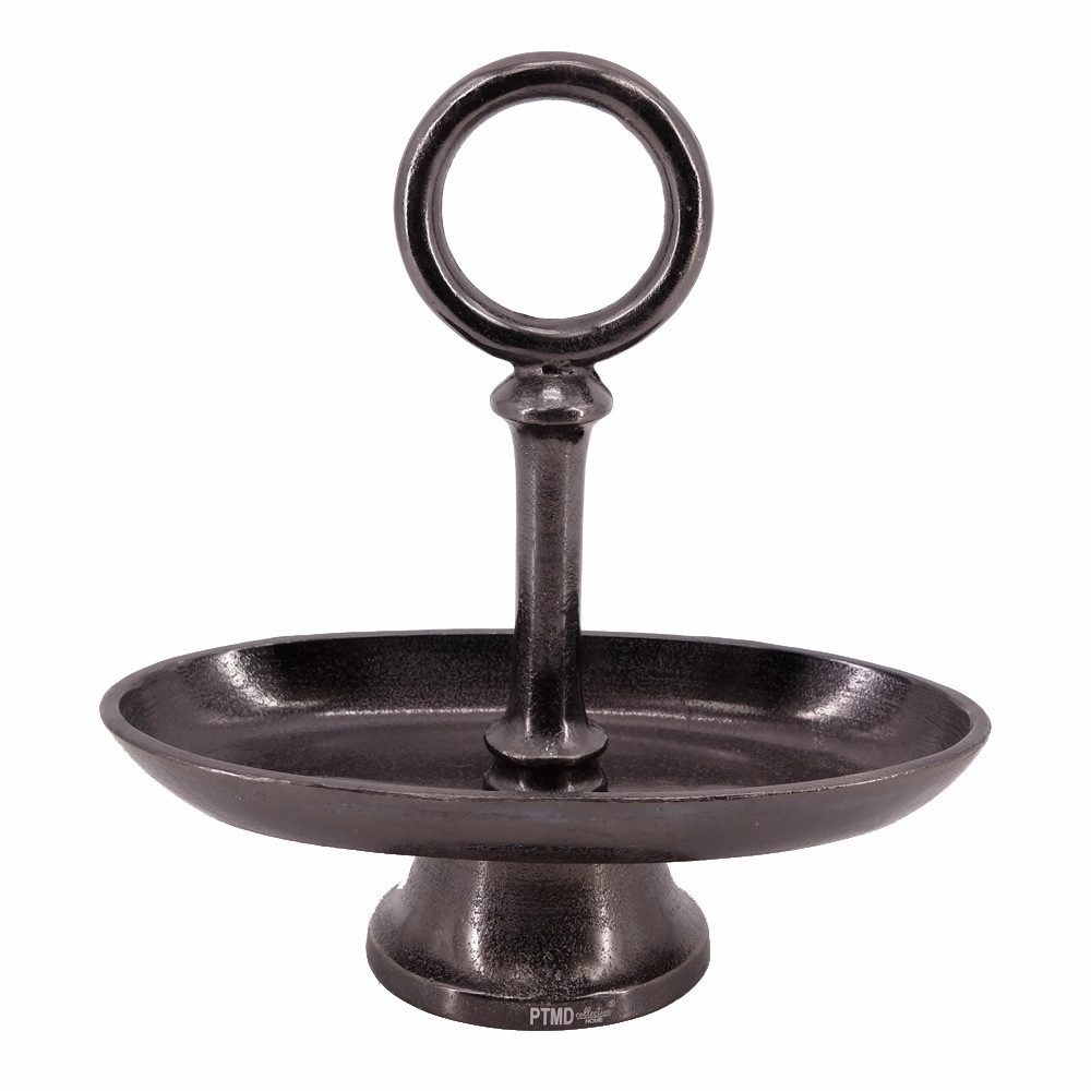 PTMD Dekoschale Schale auf Fuß von PTMD Etagere mit Tragegriff Aluminiumguss Antik, mit Tragegriff