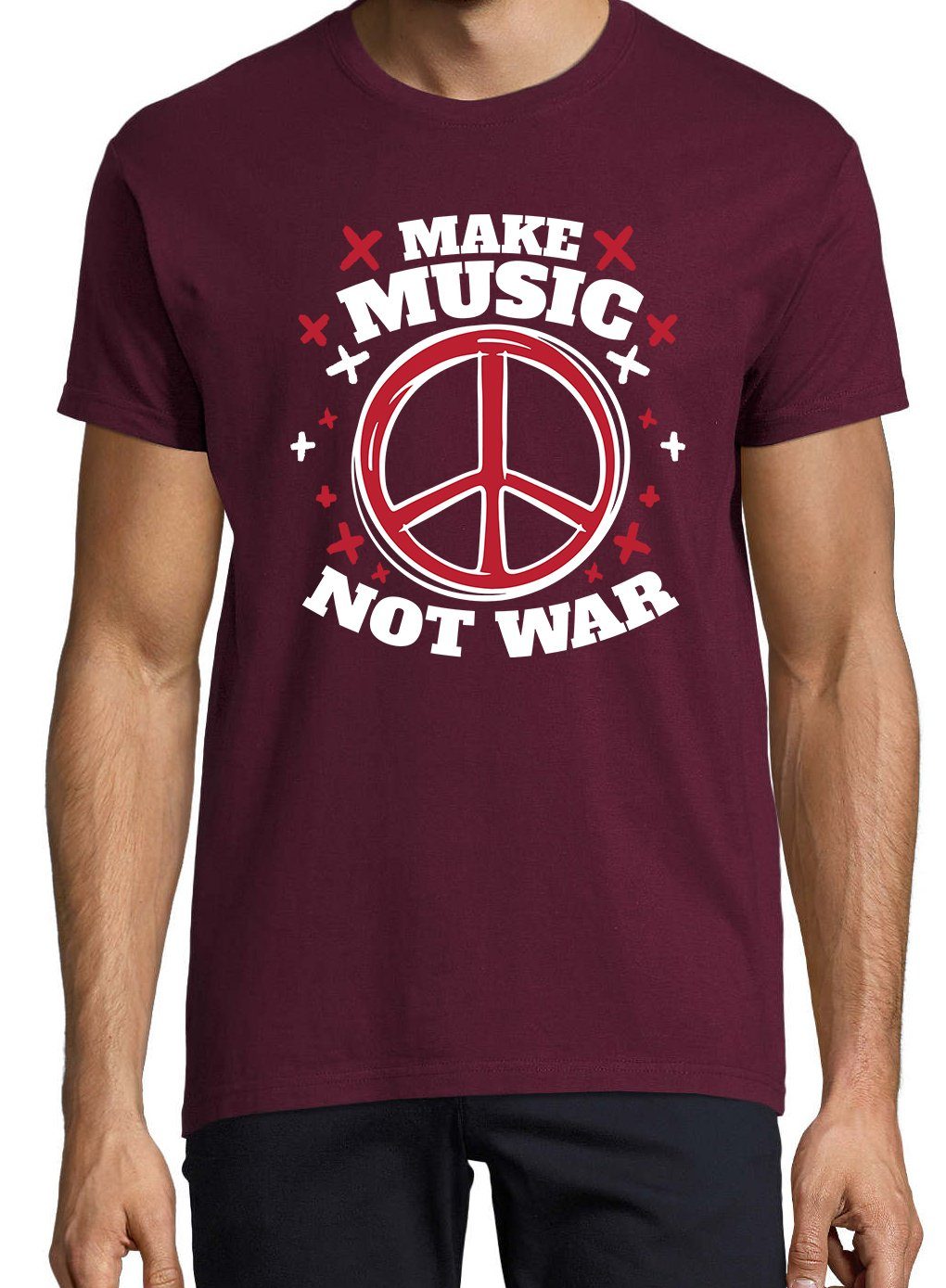 Youth Designz T-Shirt "Make Not Music Frontprint mit Shirt War" Burgund Herren trendigem