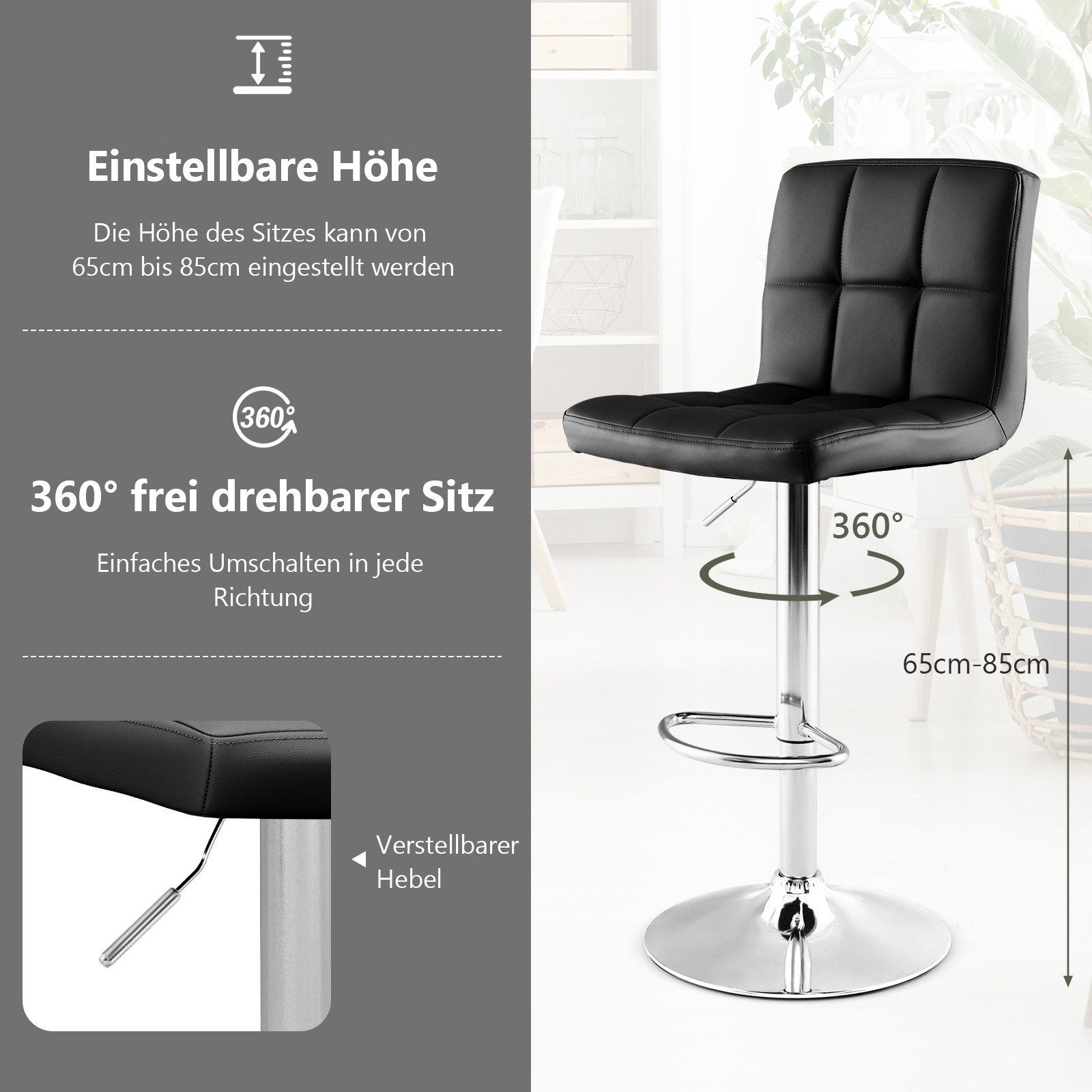 COSTWAY Barhocker (1 St), höhenverstellbar, Drehstuhl günstig online kaufen
