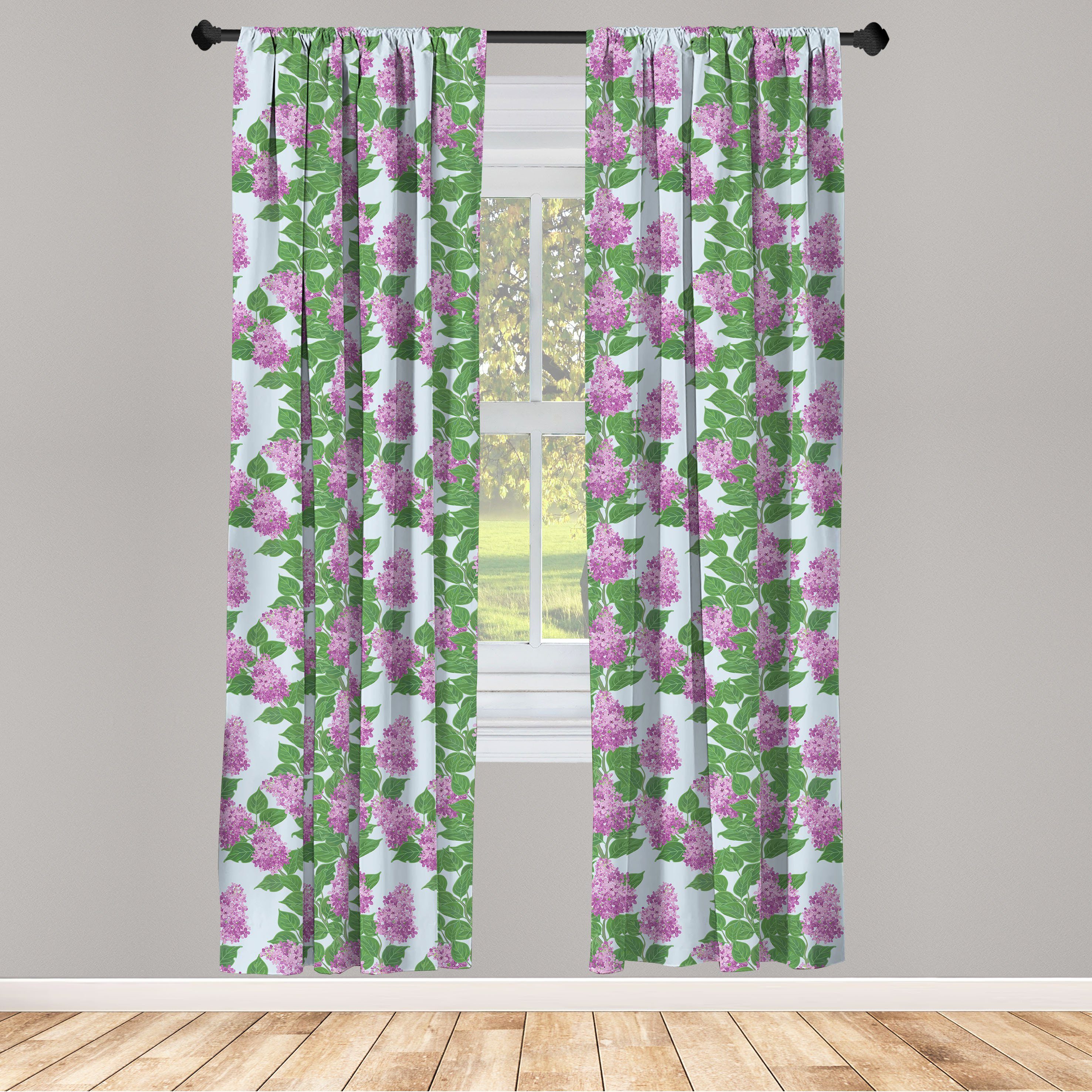 Gardine Vorhang für Wohnzimmer Schlafzimmer Dekor, Abakuhaus, Microfaser, Lila Sträuße aus frischen Blumen
