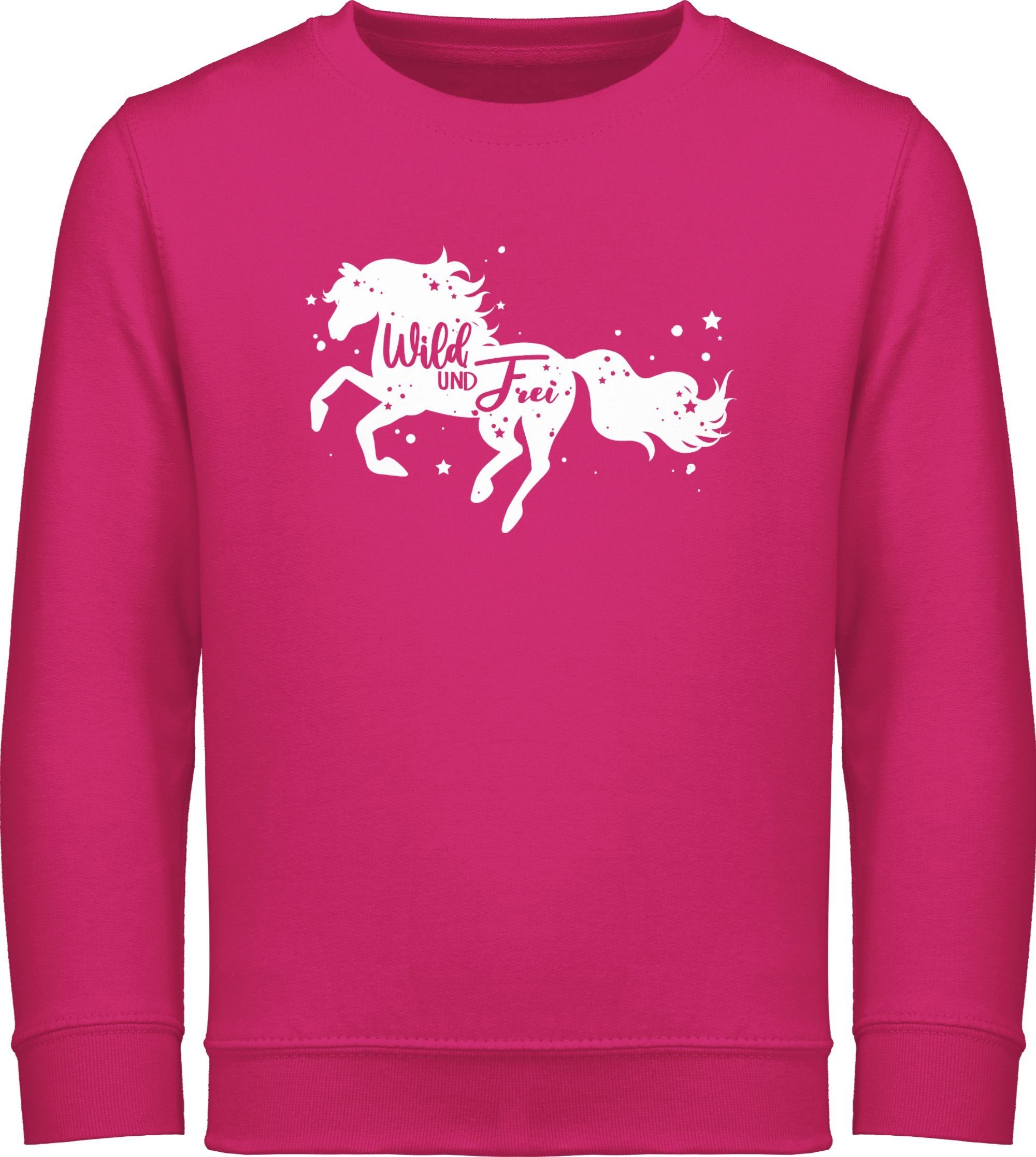 Shirtracer Sweatshirt Wild und Frei Pferdemotiv Pferd 1 Fuchsia