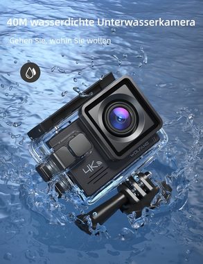 WOLFANG Action Cam (FULL HD, WLAN (Wi-Fi), 4K 20MP, 40M wasserdicht, Wi-Fi, Externes Mikrofon, Fernbedienung)