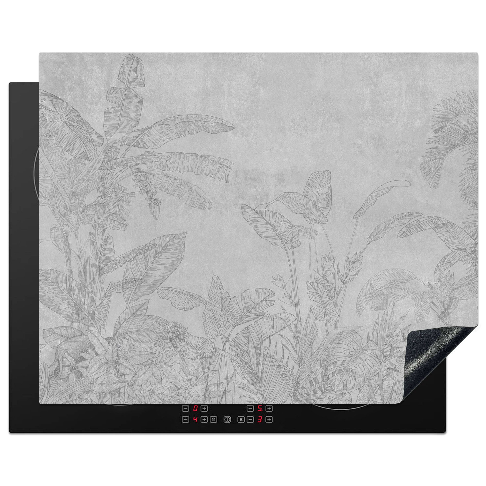 MuchoWow Herd-Abdeckplatte Beton - Muster - Grau, Vinyl, (1 tlg), Herdabdeckplatten für Ceranfeld, Induktionsschutz, 65x55 cm