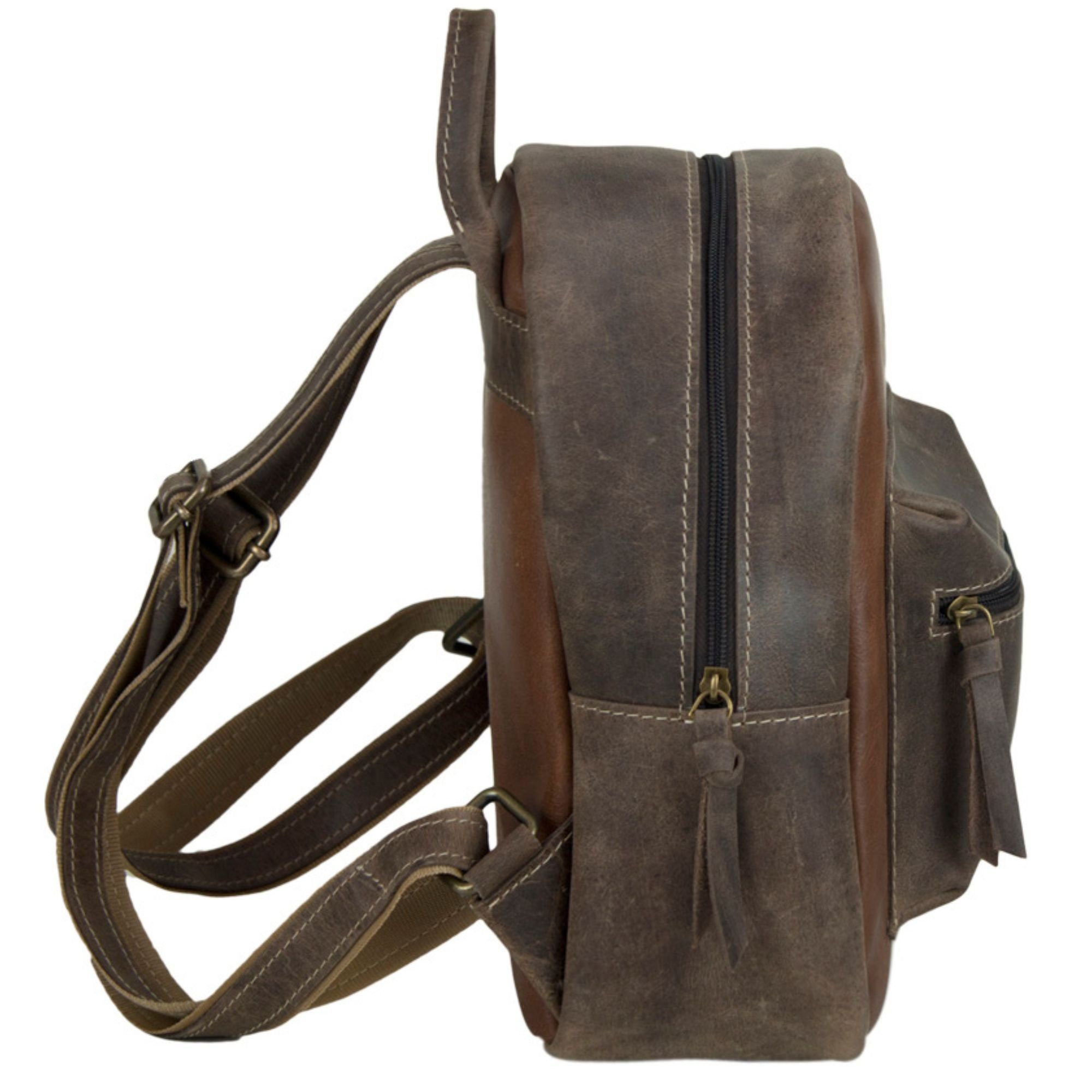 Sunsa Cityrucksack Stone Rucksack, Backpack braun/D.braun Still. Sie/ Retro in Tasche Daypack für Ihn, Schöne Canvas wash Leder und echte aus Leder