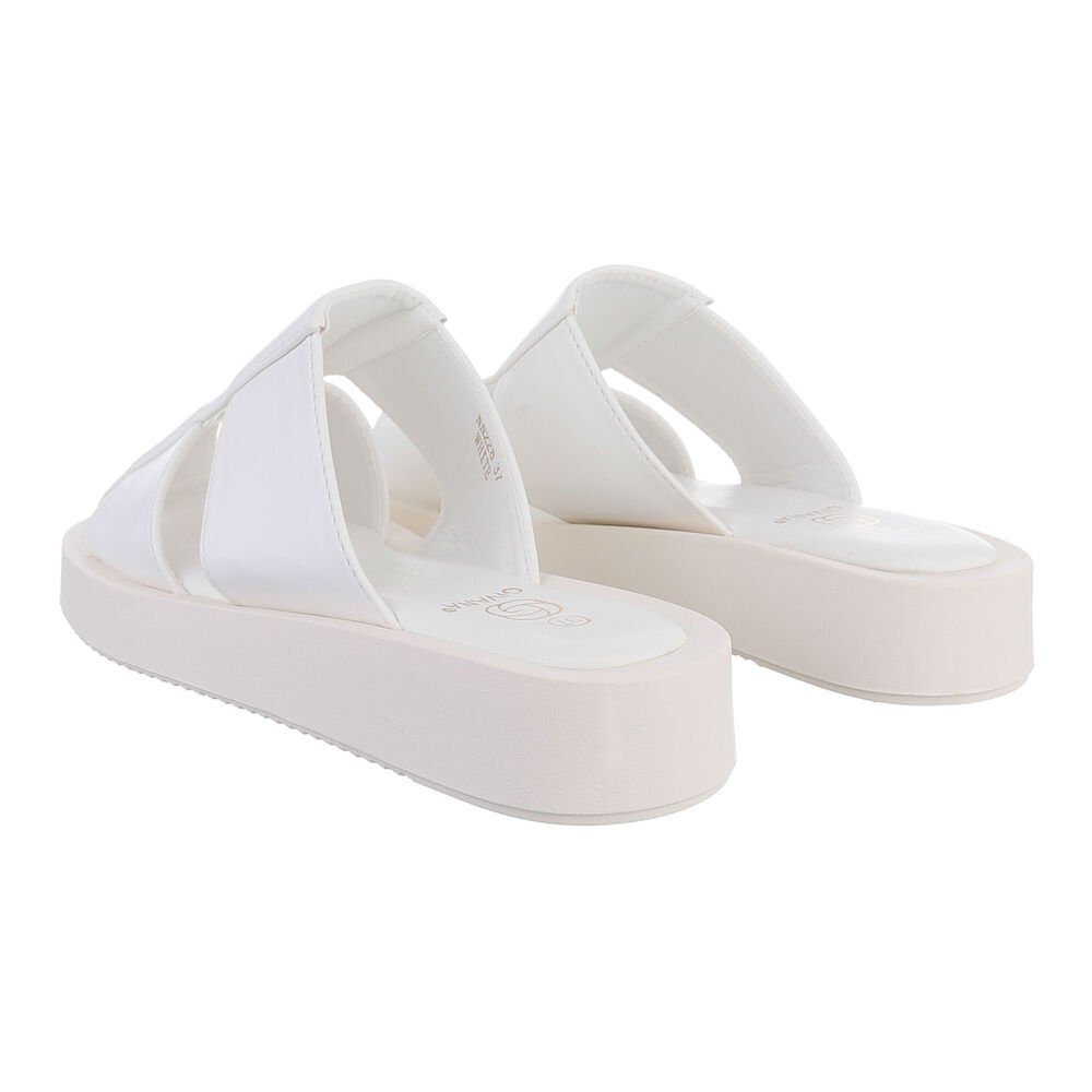 Ital-Design Damen Mules Freizeit Pantolette Flach Pantoletten in Weiß